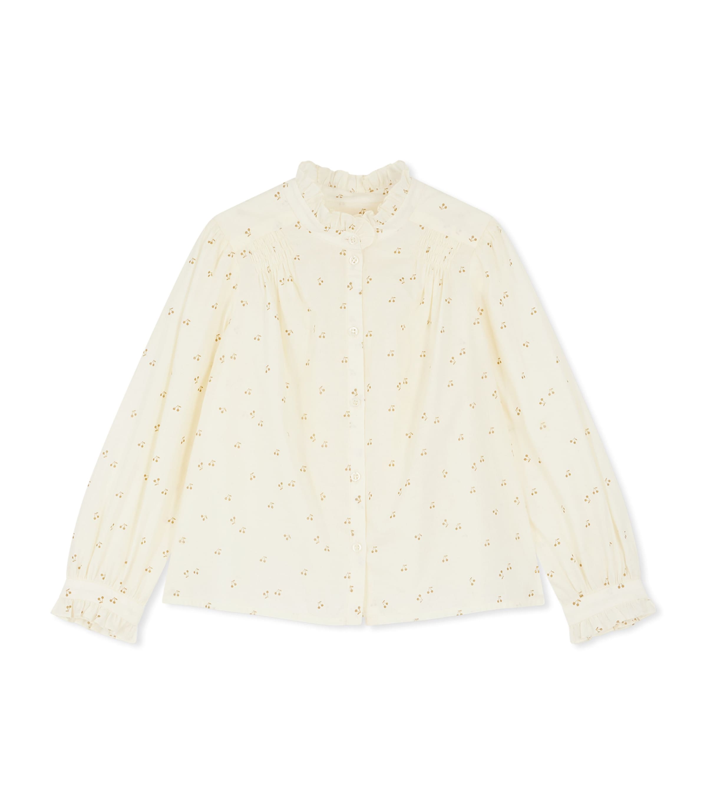 Bonpoint Ruffled Cherry-patterned Blouse In White