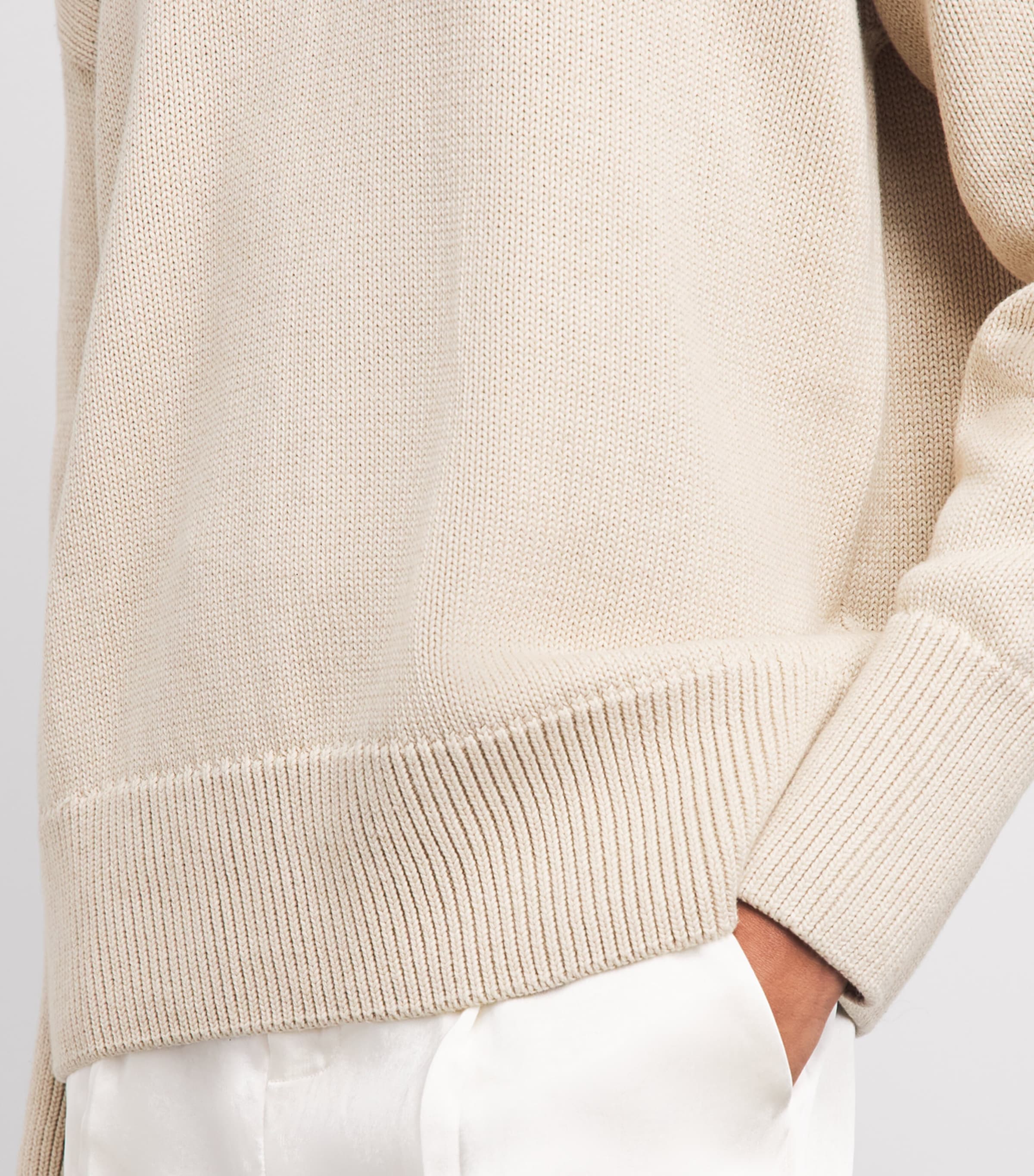 With Nothing Underneath Womens Cotton Cornwall Sweater Oatmeal Image 3