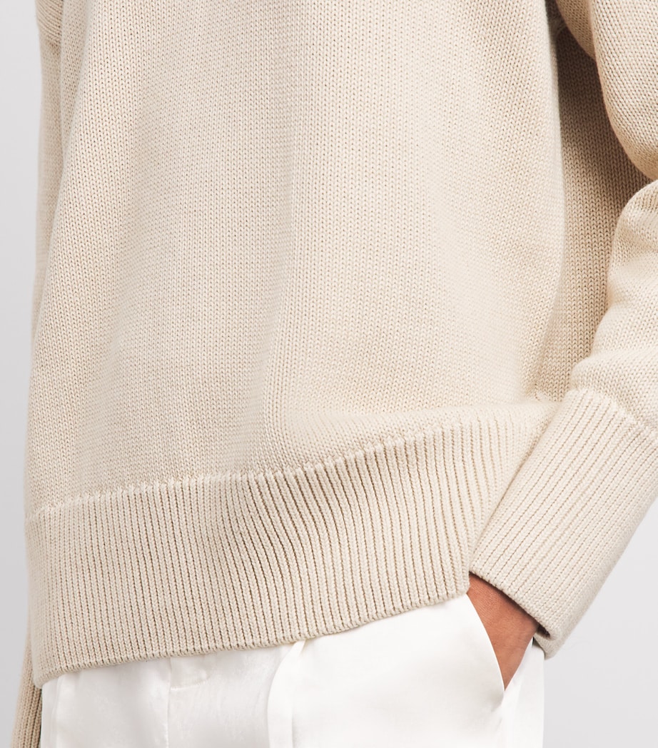 With Nothing Underneath Womens Cotton Cornwall Sweater Oatmeal Image 3