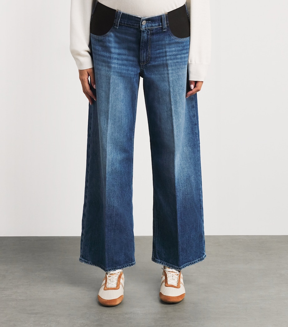 PAIGE Womens Sasha Wide-Leg Maternity Jeans Stefania Distressed Image 4