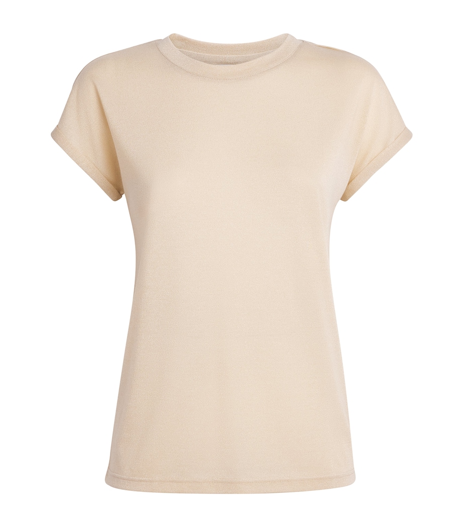 Eleventy Womens Metallic-Thread T-Shirt Sabbia Image 1