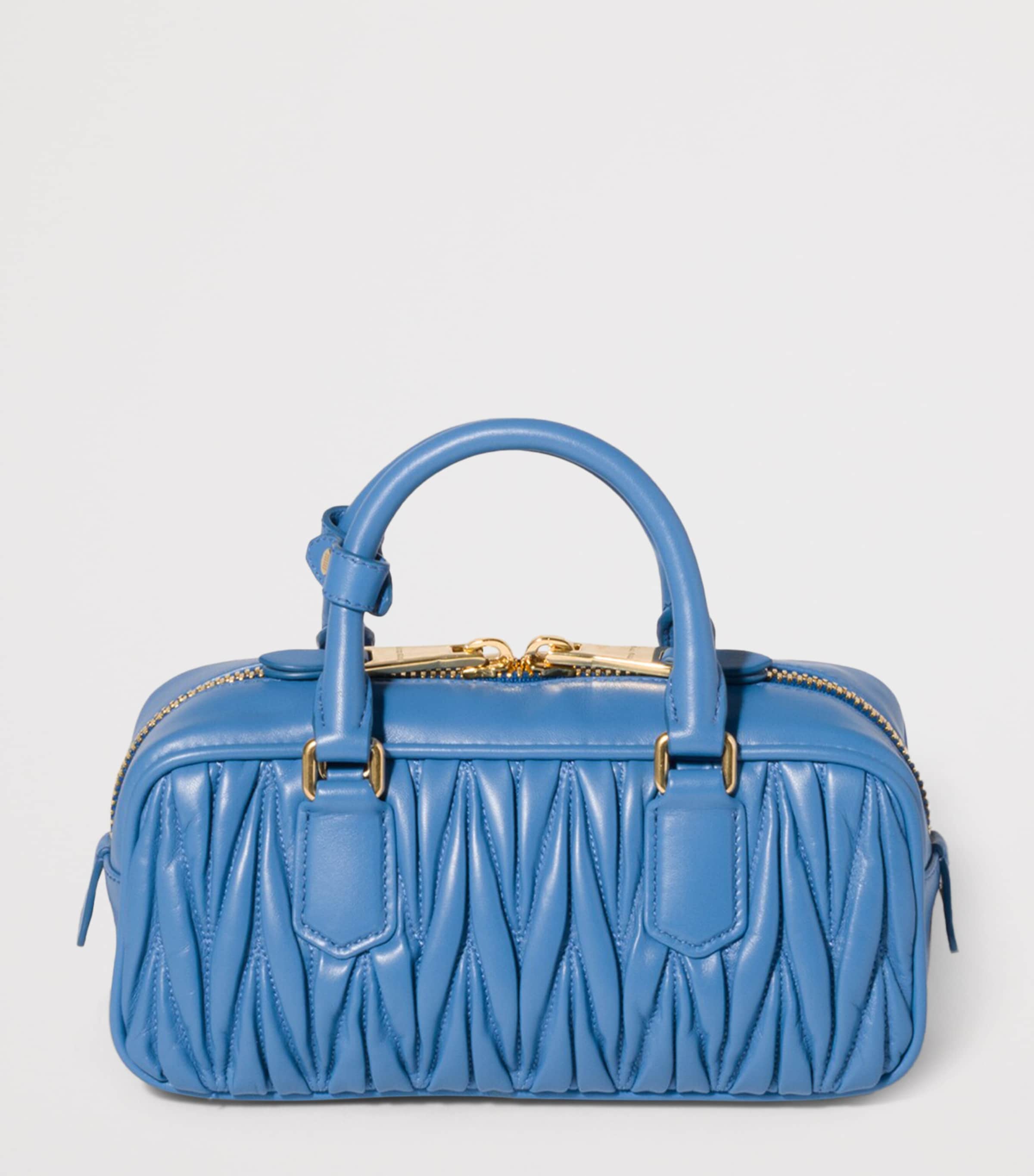 Miu Miu Nappa Leather Matelassé Arcadie Top-Handle Bag Light Blue Image 3