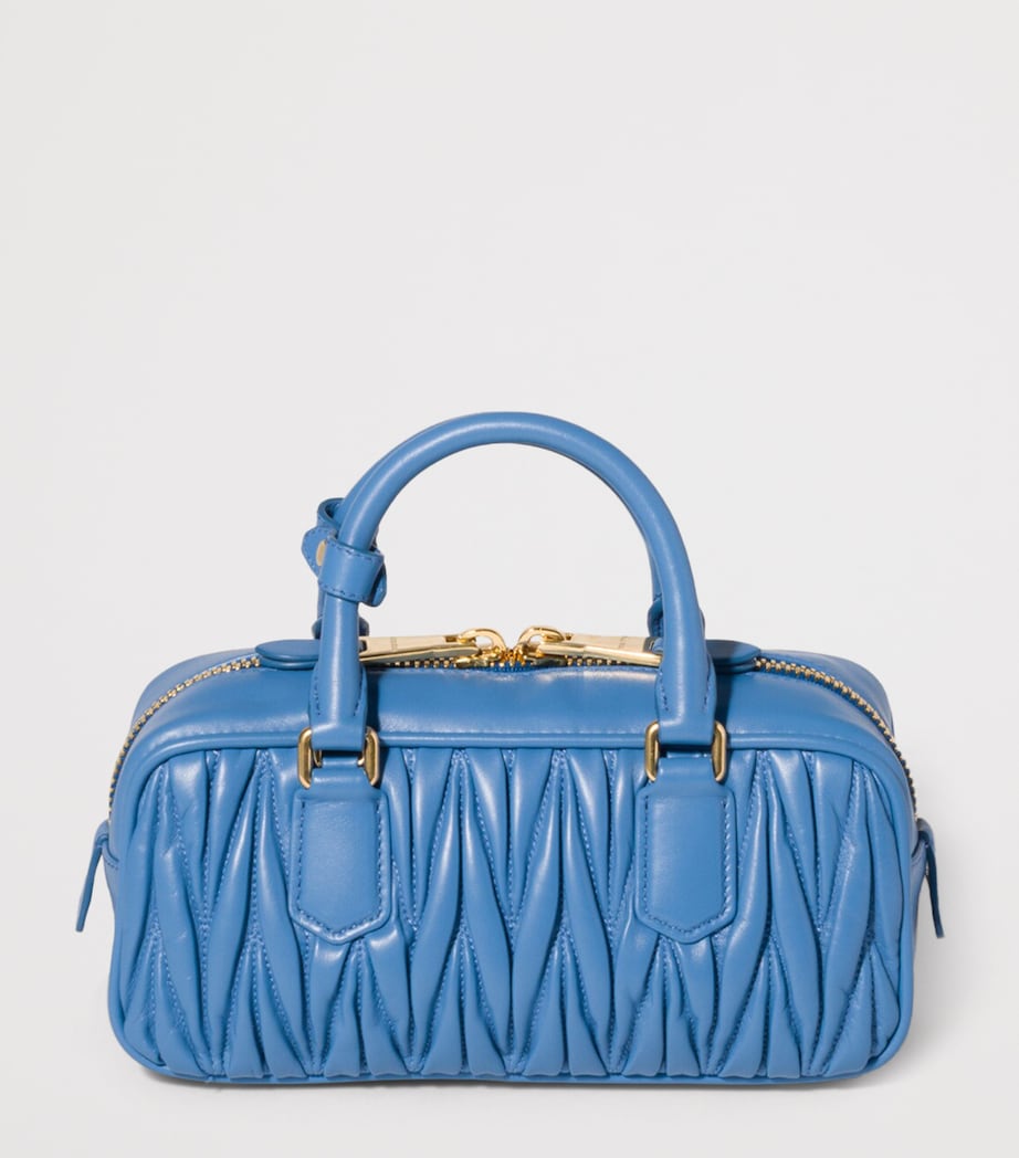 Miu Miu Nappa Leather Matelassé Arcadie Top-Handle Bag Light Blue Image 3