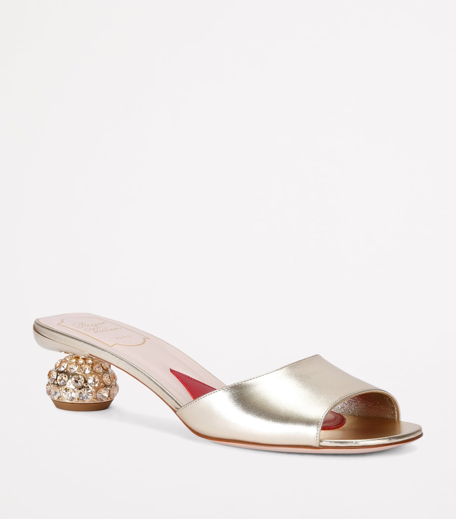 Leather Crystal-Embellished Mules GOLD Image 3