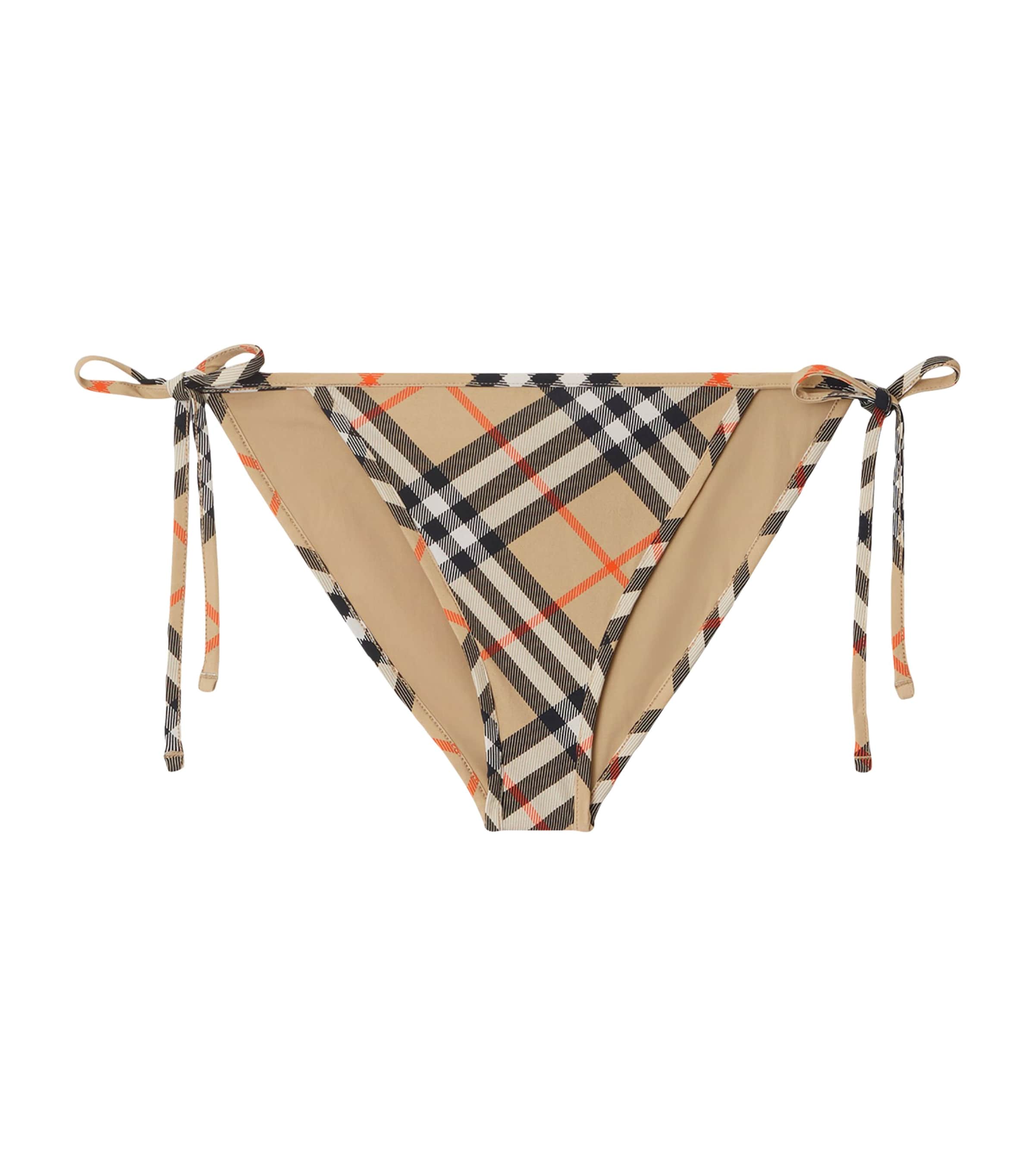 Shop Burberry Check Bikini Briefs In Yellow