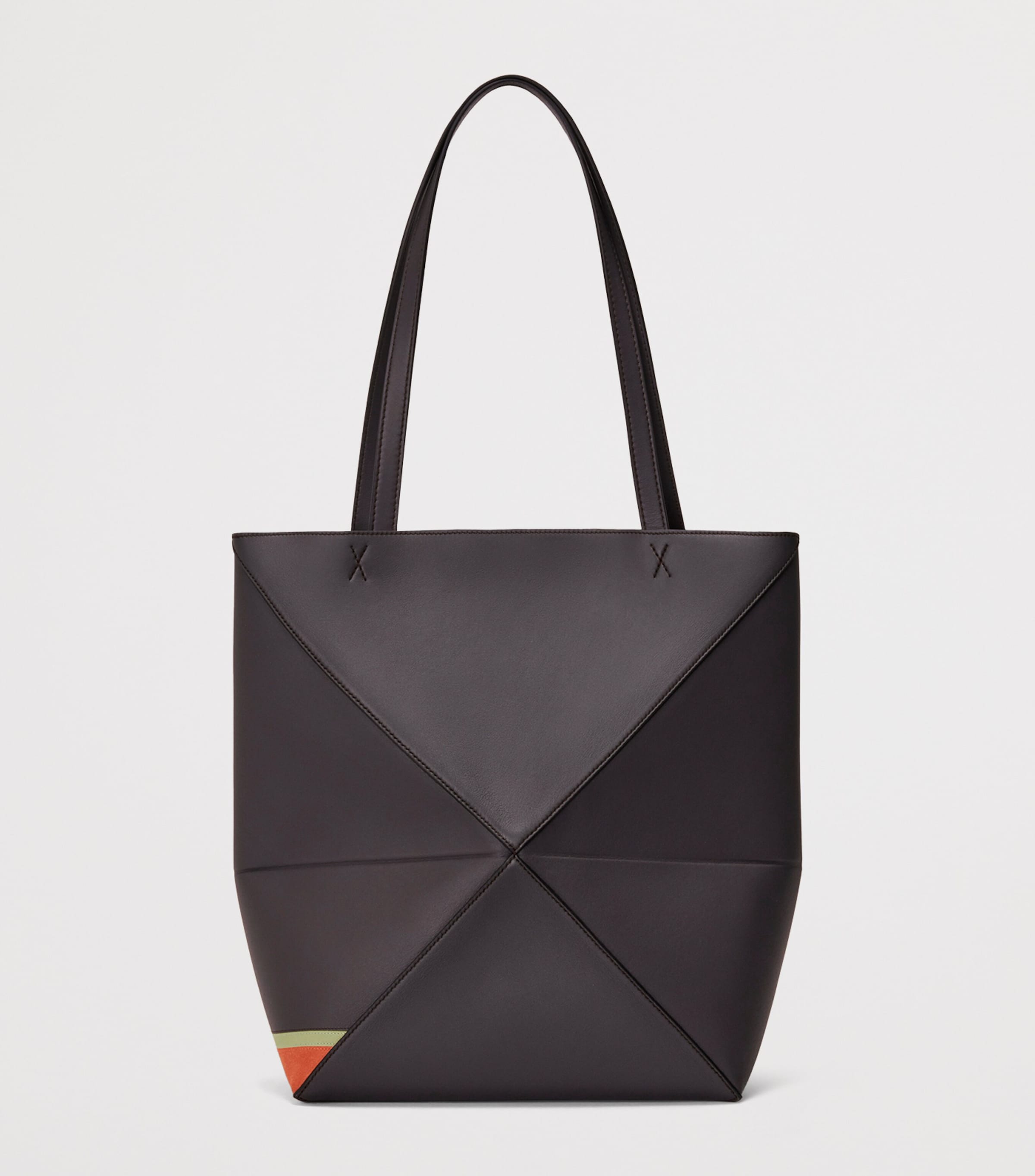 x Louis Wain Leather Puzzle Fold Tote Bag DARK TAUPE Image 3