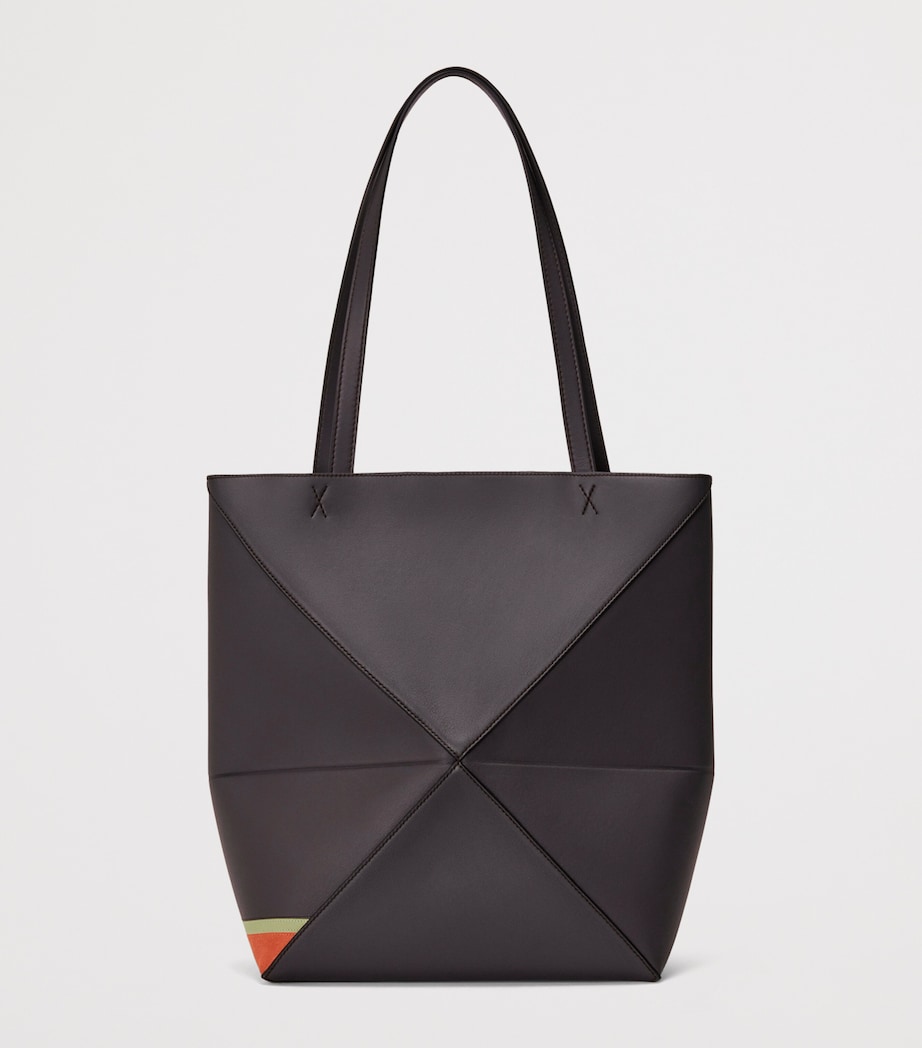 x Louis Wain Leather Puzzle Fold Tote Bag DARK TAUPE Image 3