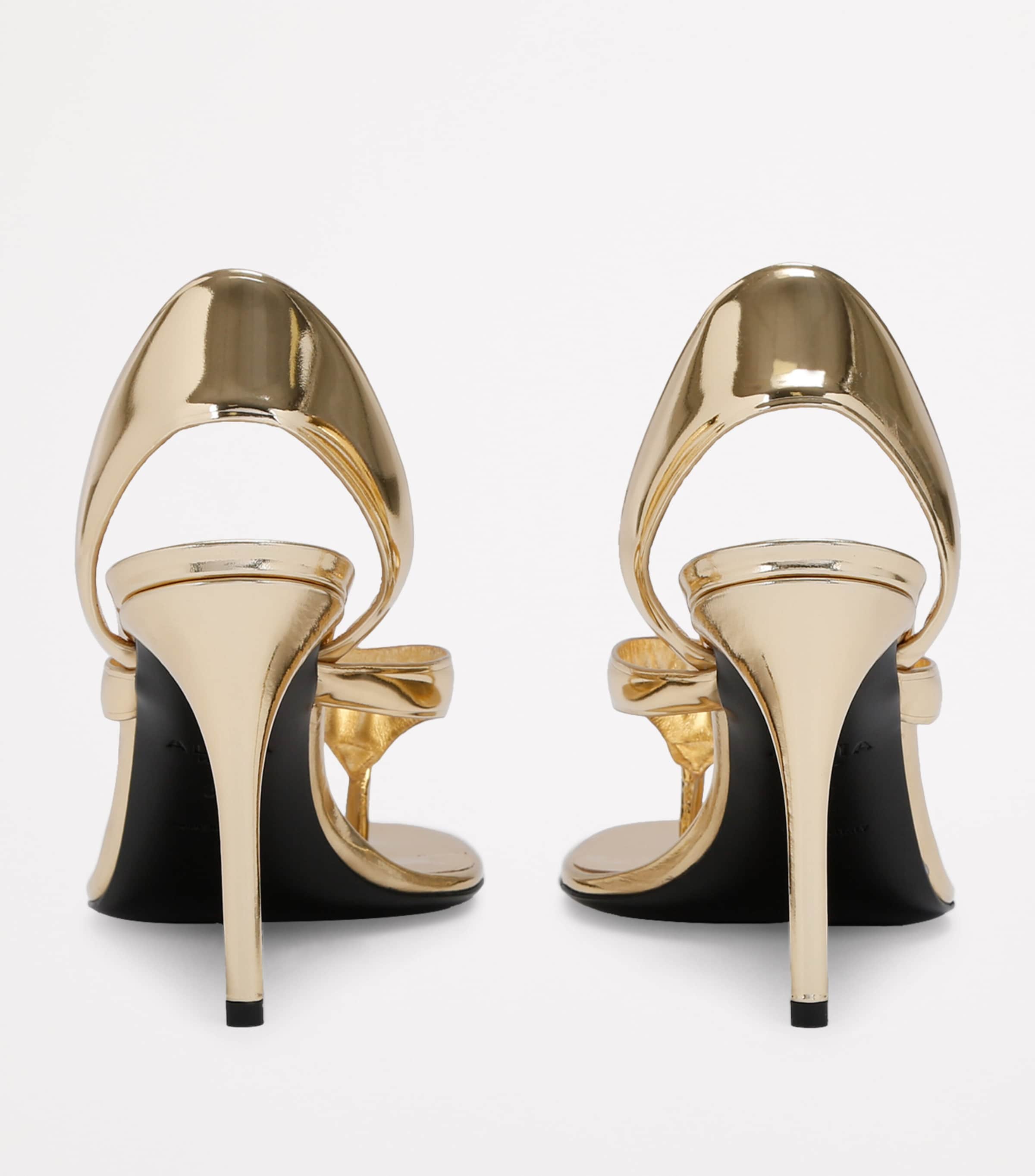 Alaïa Leather Tong Heeled Sandals 90 Gold Image 2