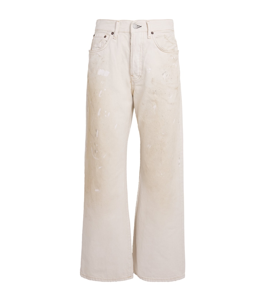 Acne Studios Womens Paint-Splattered Wide-Leg Jeans White Image 1