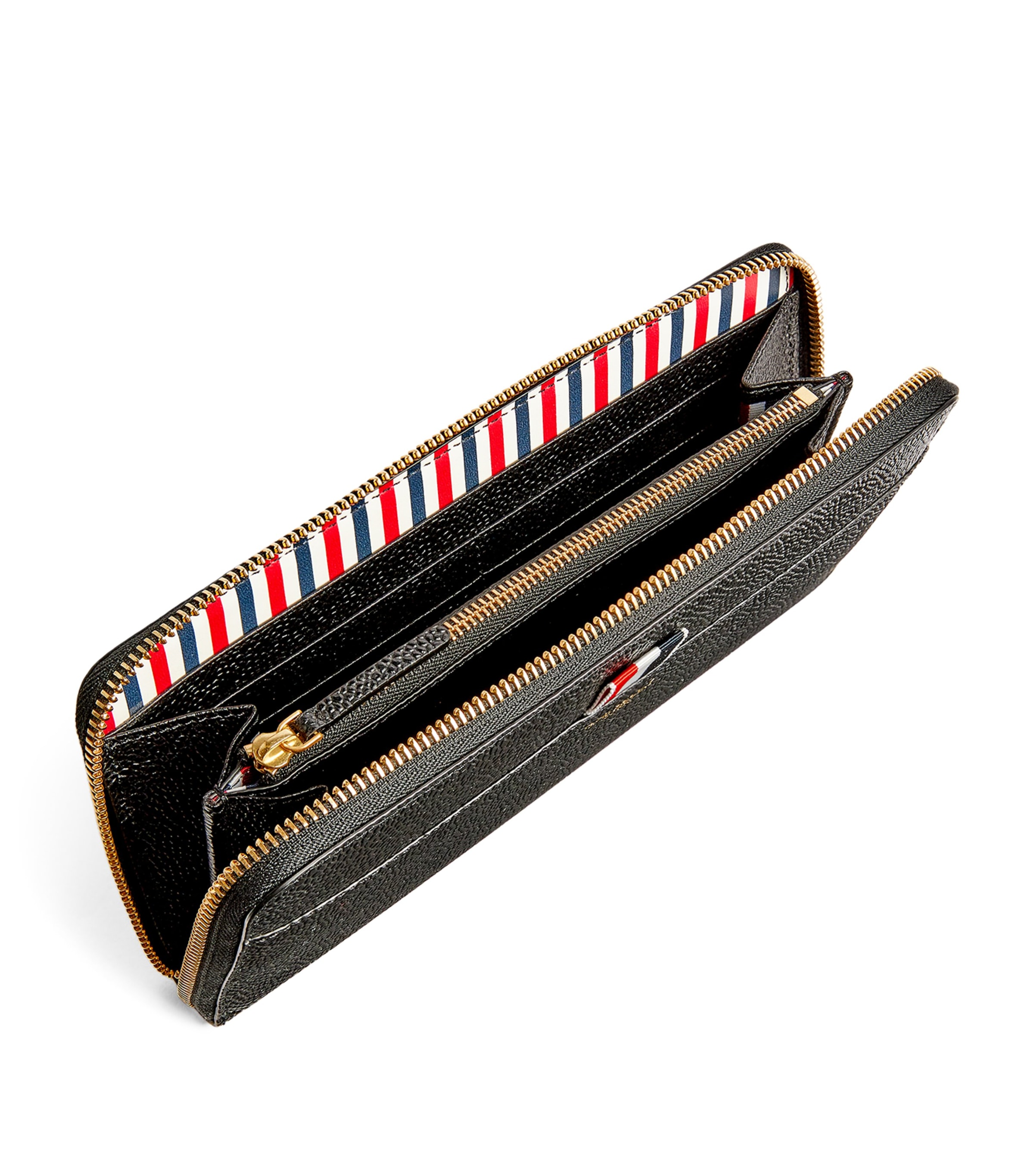 関税送料込♡Thom Browne コンチネンタルウォレット Thom Browne Leather Continental Zip Wallet | Harrods US