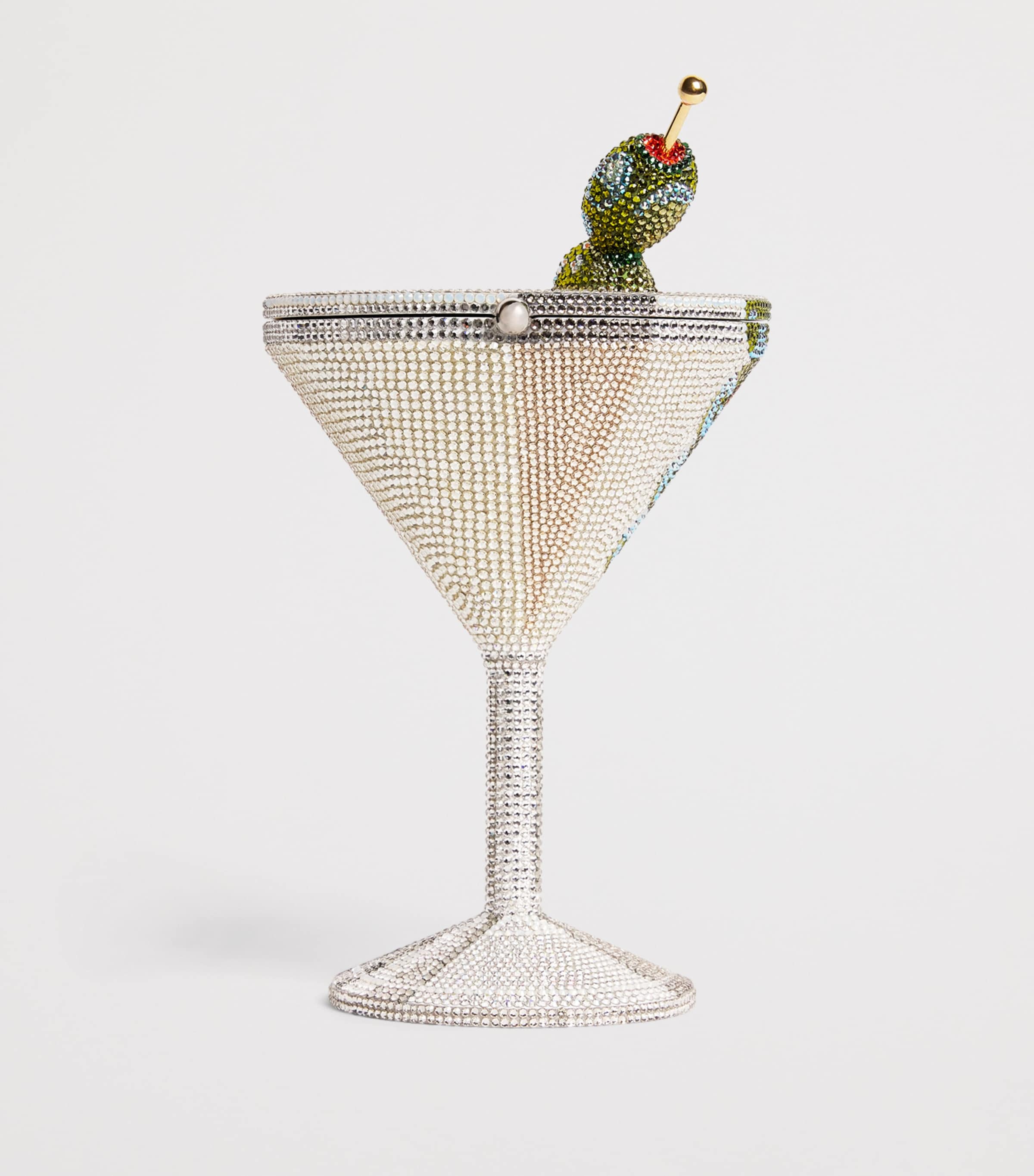 Judith Leiber Embellished Martini Clutch Bag Srhmt Silver Rhine Image 3
