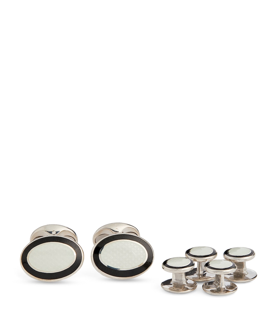 Enamelled Stud Cufflinks BLACK Image 1