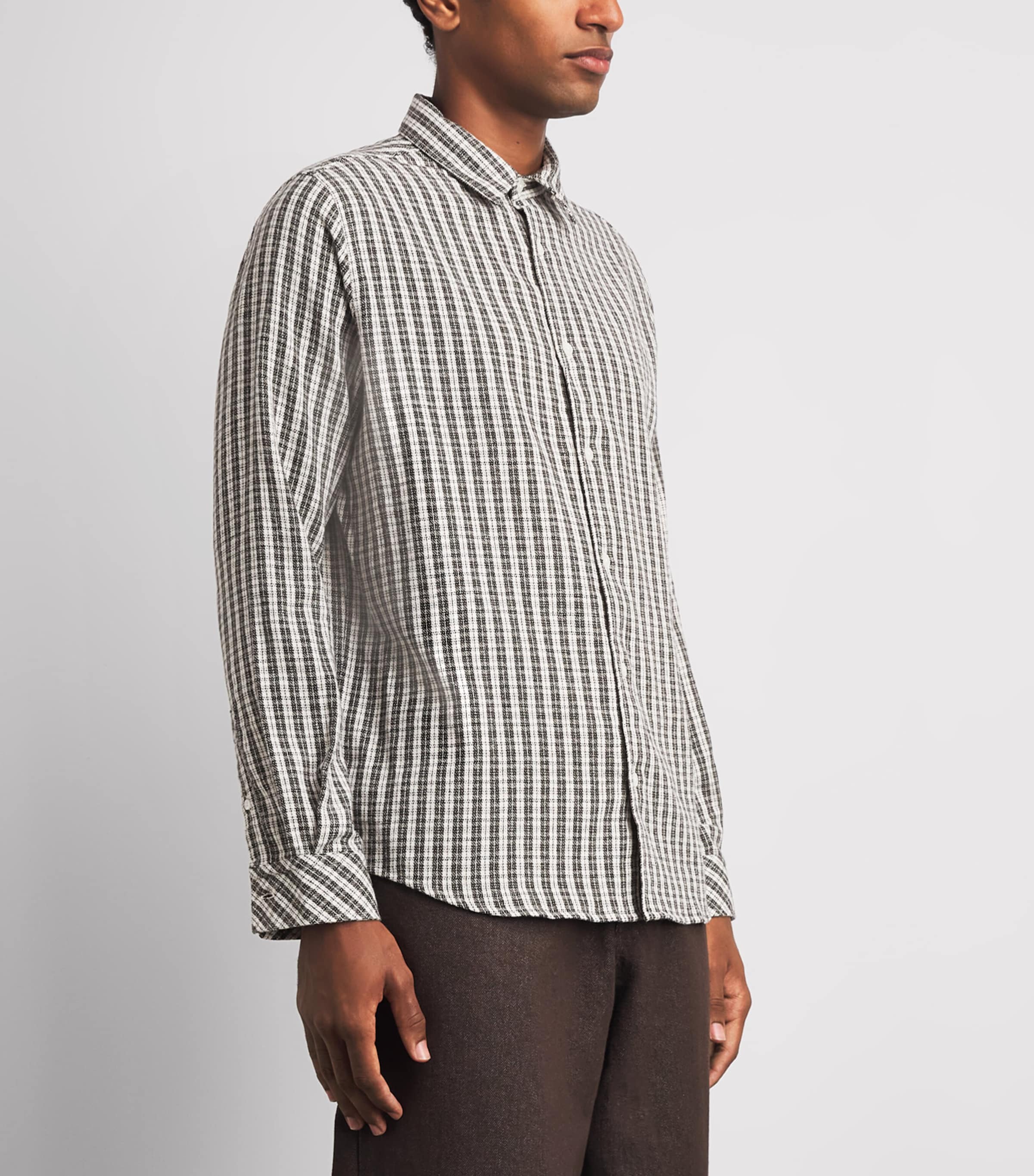 Samsøe Samsøe Mens Organic Cotton Check Saryan Shirt Brown Ch. Image 4