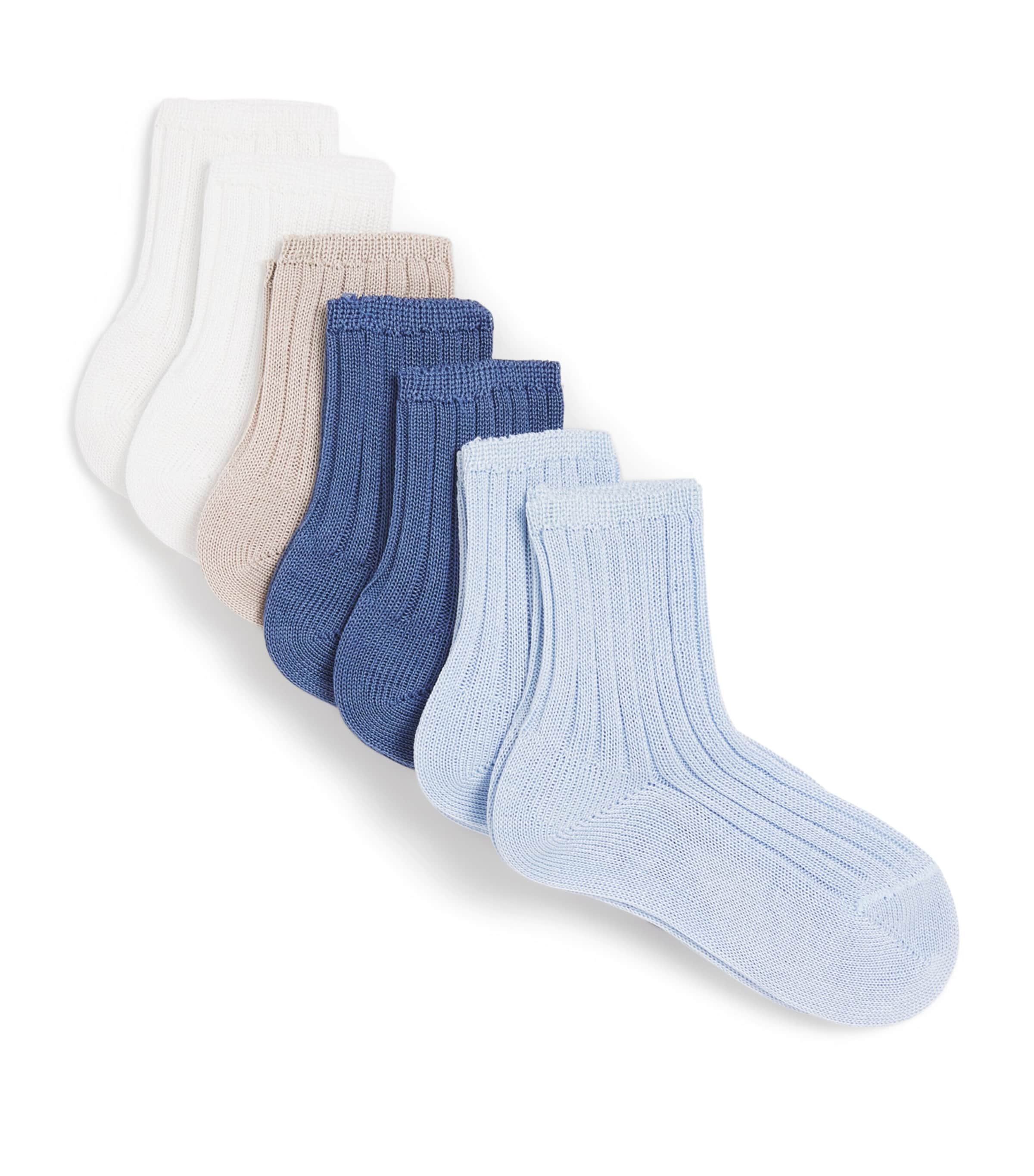 Story Loris Kids' Set Of 7 Cotton Ribbed Socks In Multi