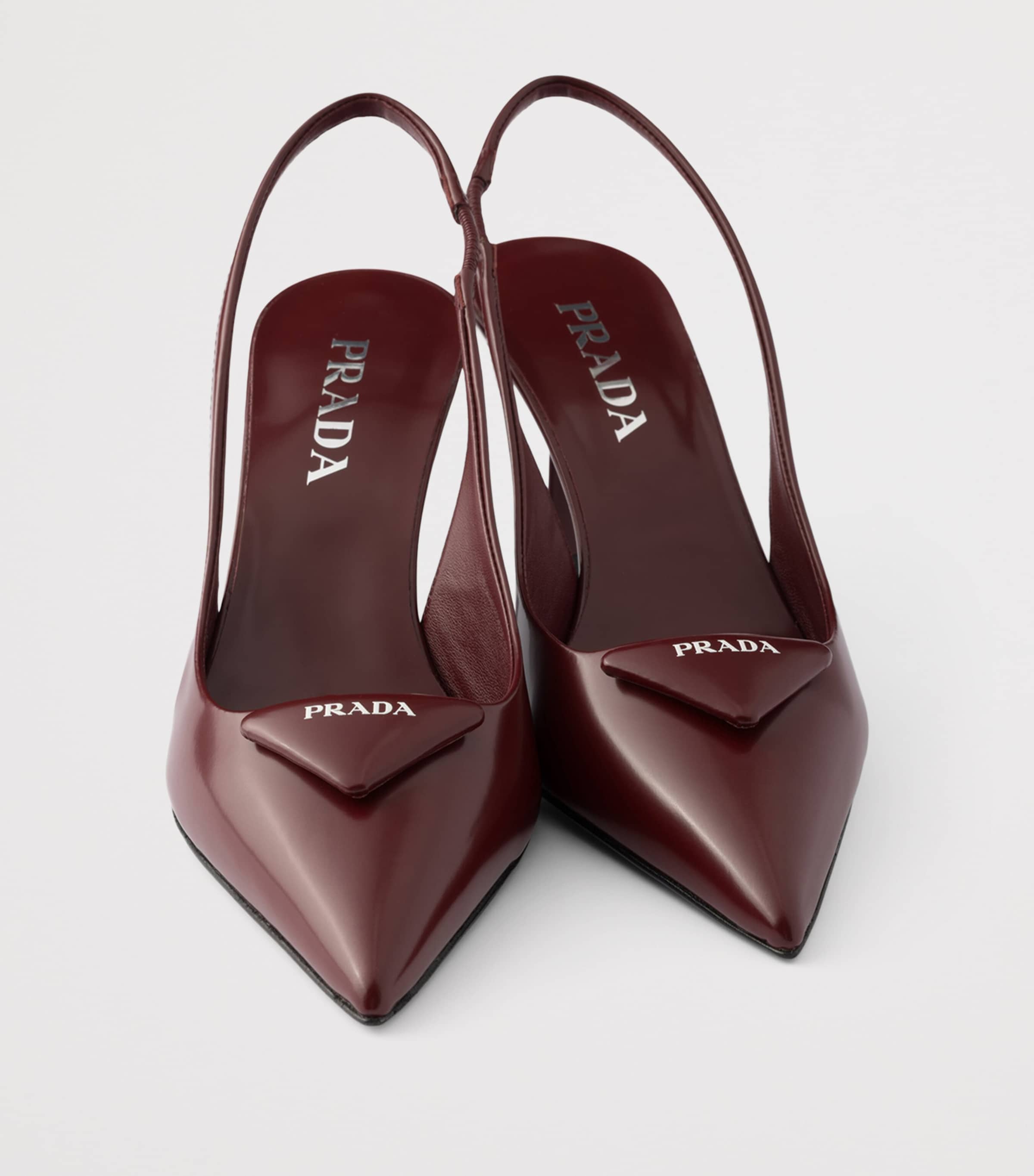 Prada Brushed Leather Slingback Pumps 75 Red Image 6