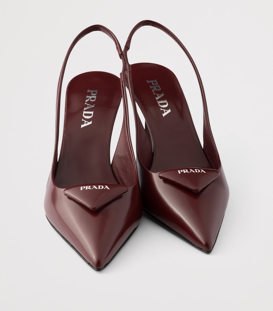 Prada Brushed Leather Slingback Pumps 75 Red Image 6