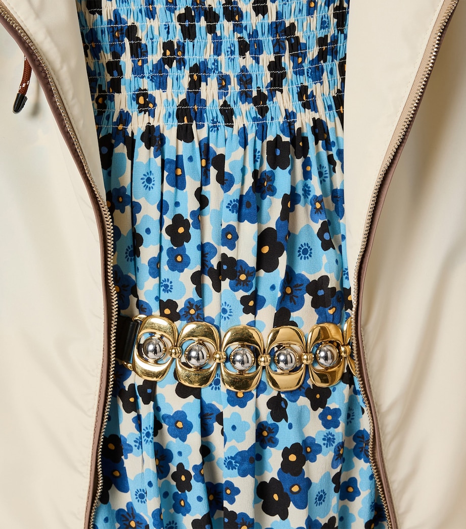 Miu Miu Womens Silk Floral Print Mini Dress Neutral Image 4