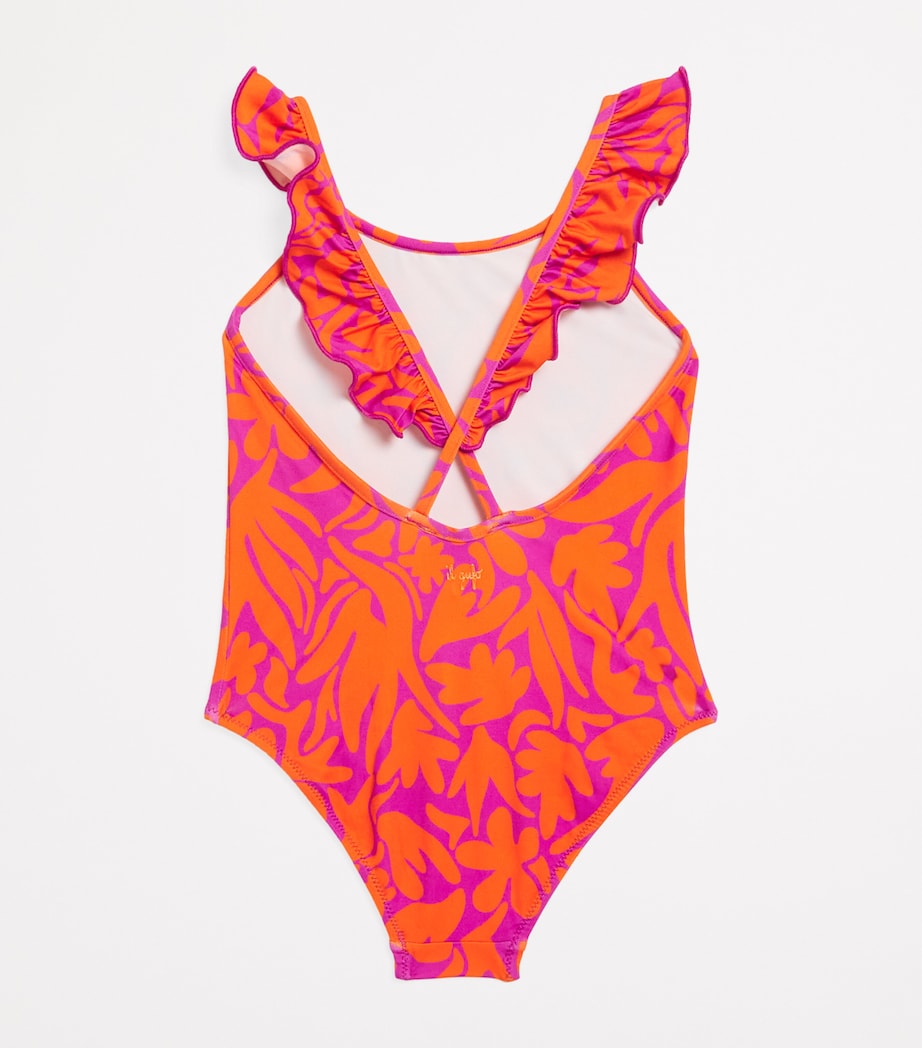 Frilled Patterned Swimsuit (2-12 Years) 262 CORAL Image 2