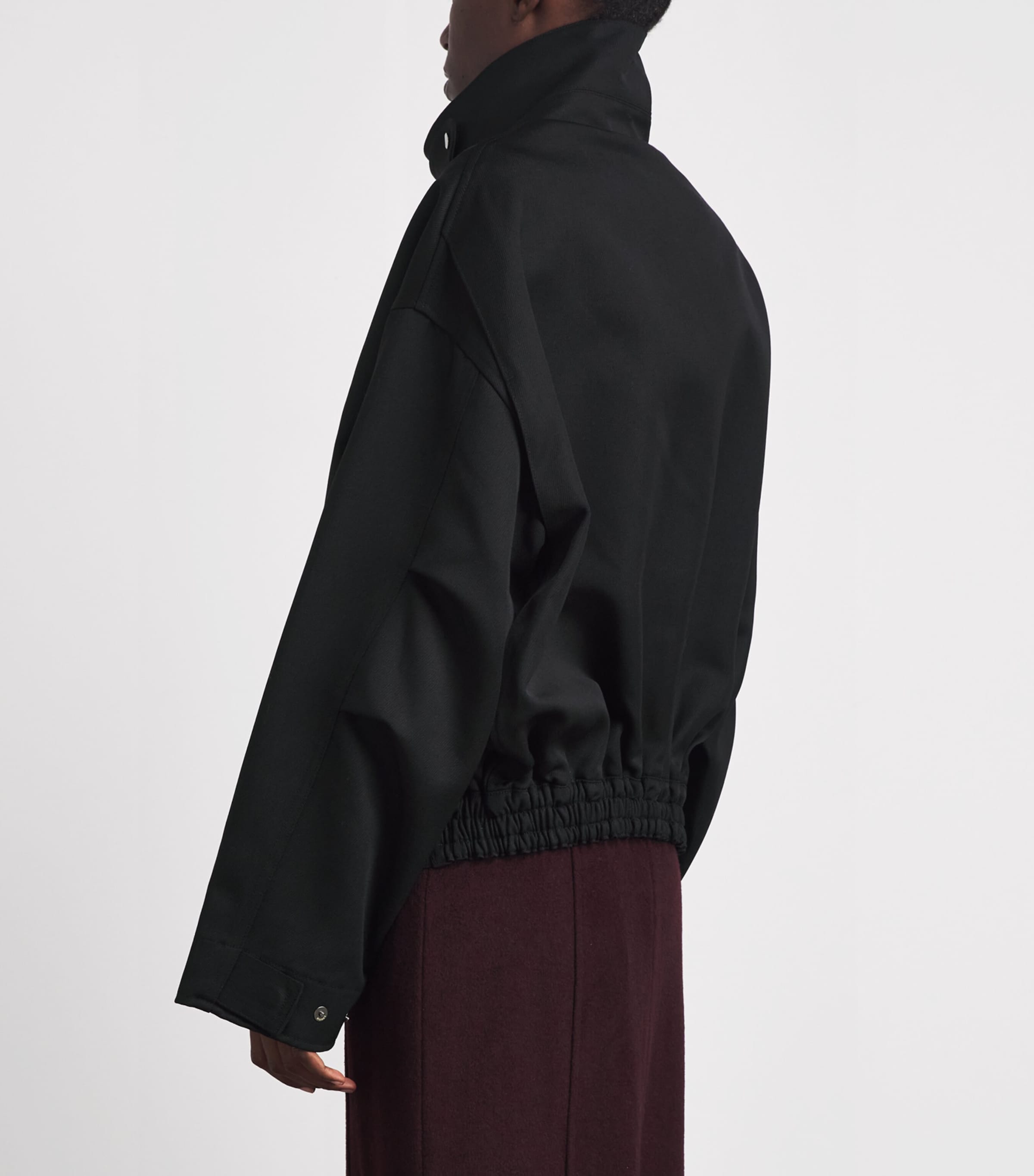 Birrot Womens Oversized Funnel-Neck Bomber Jacket Black Image 5