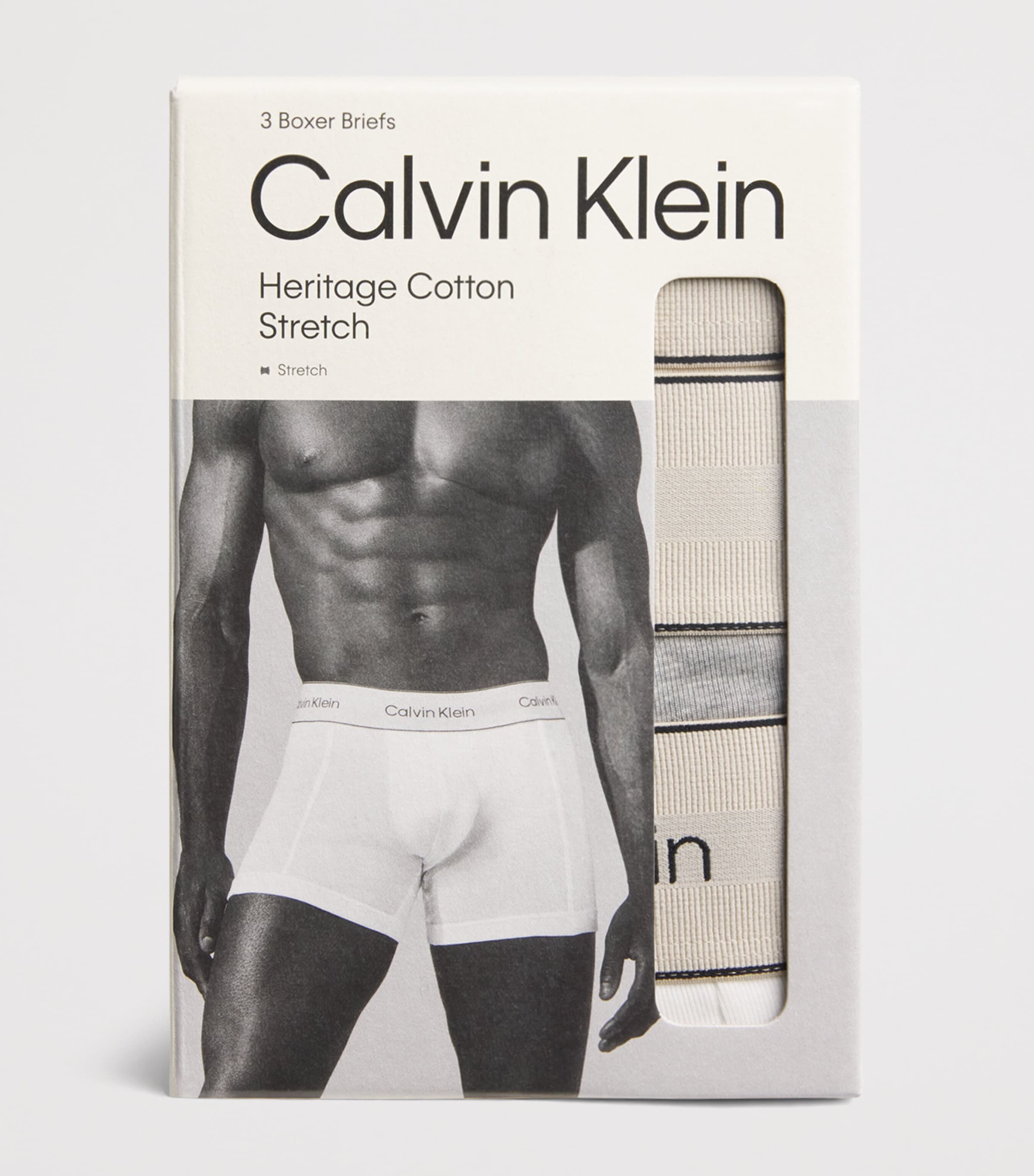Calvin Klein Mens Stretch-Cotton Heritage Boxer Briefs (Pack of 3) Gray/grey/white Image 4