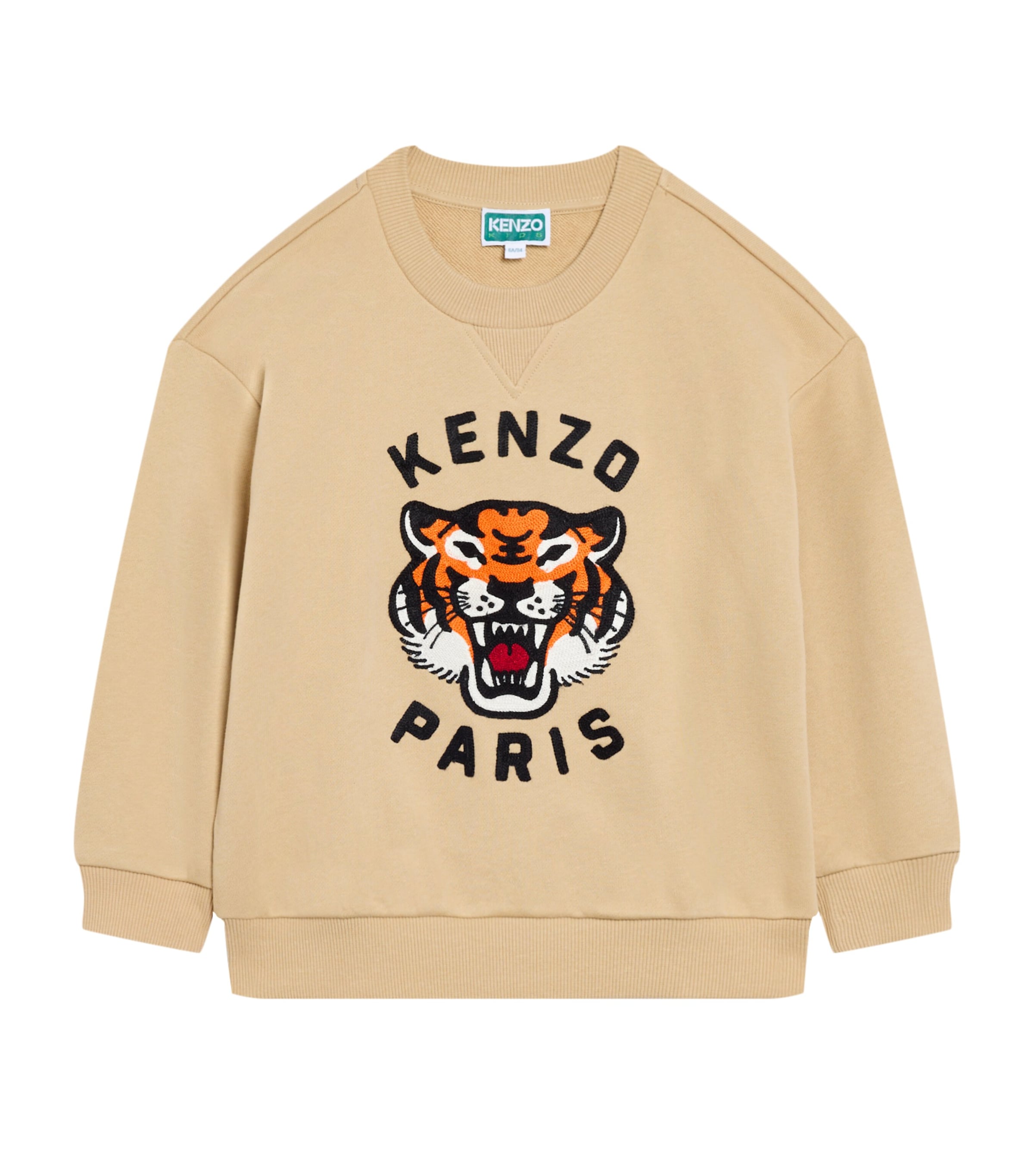 Kenzo Cotton Crochet-tiger Sweatshirt In Brown