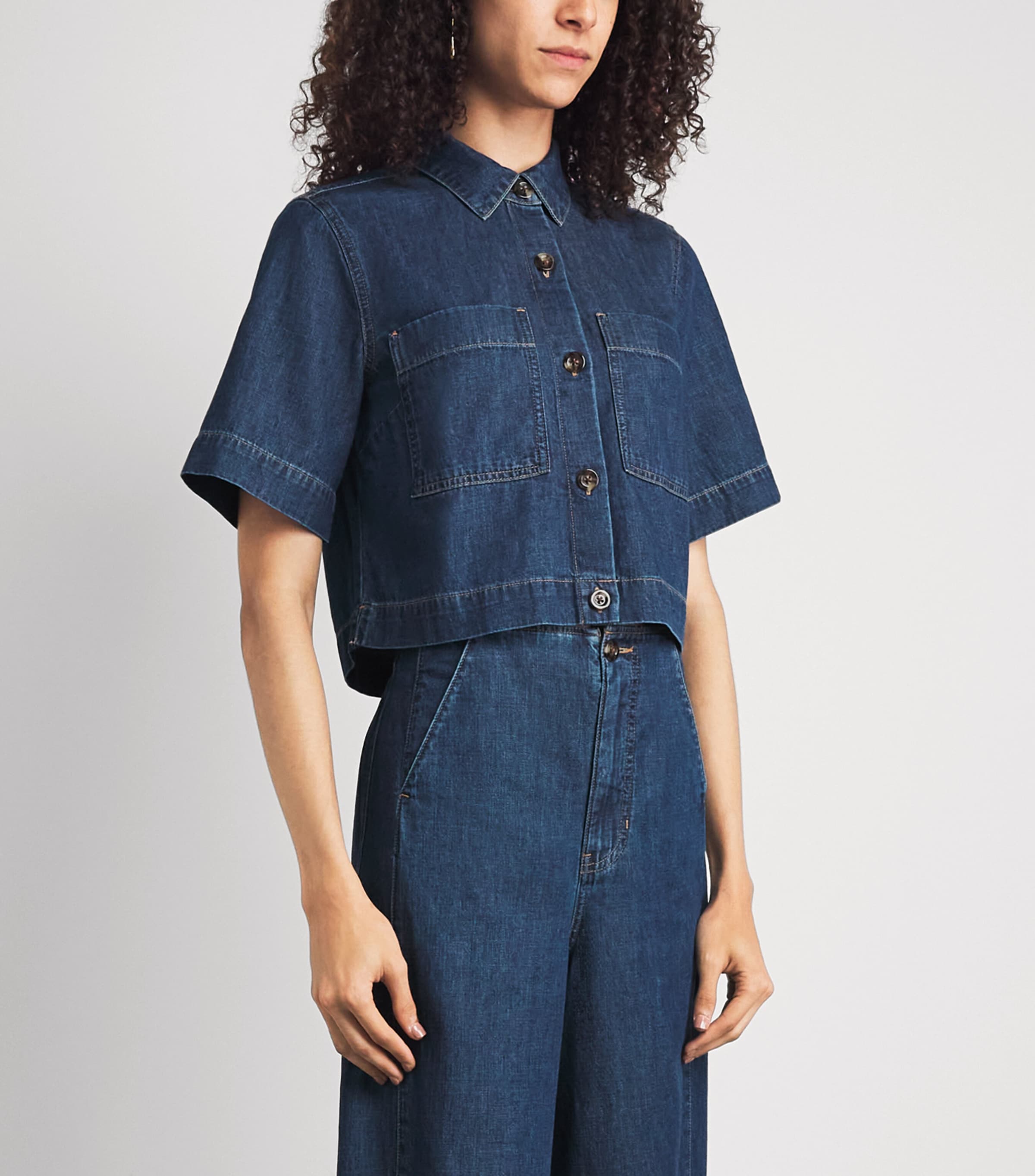 Veronica Beard Womens Chambray Spruce Shirt Starry Night Image 4