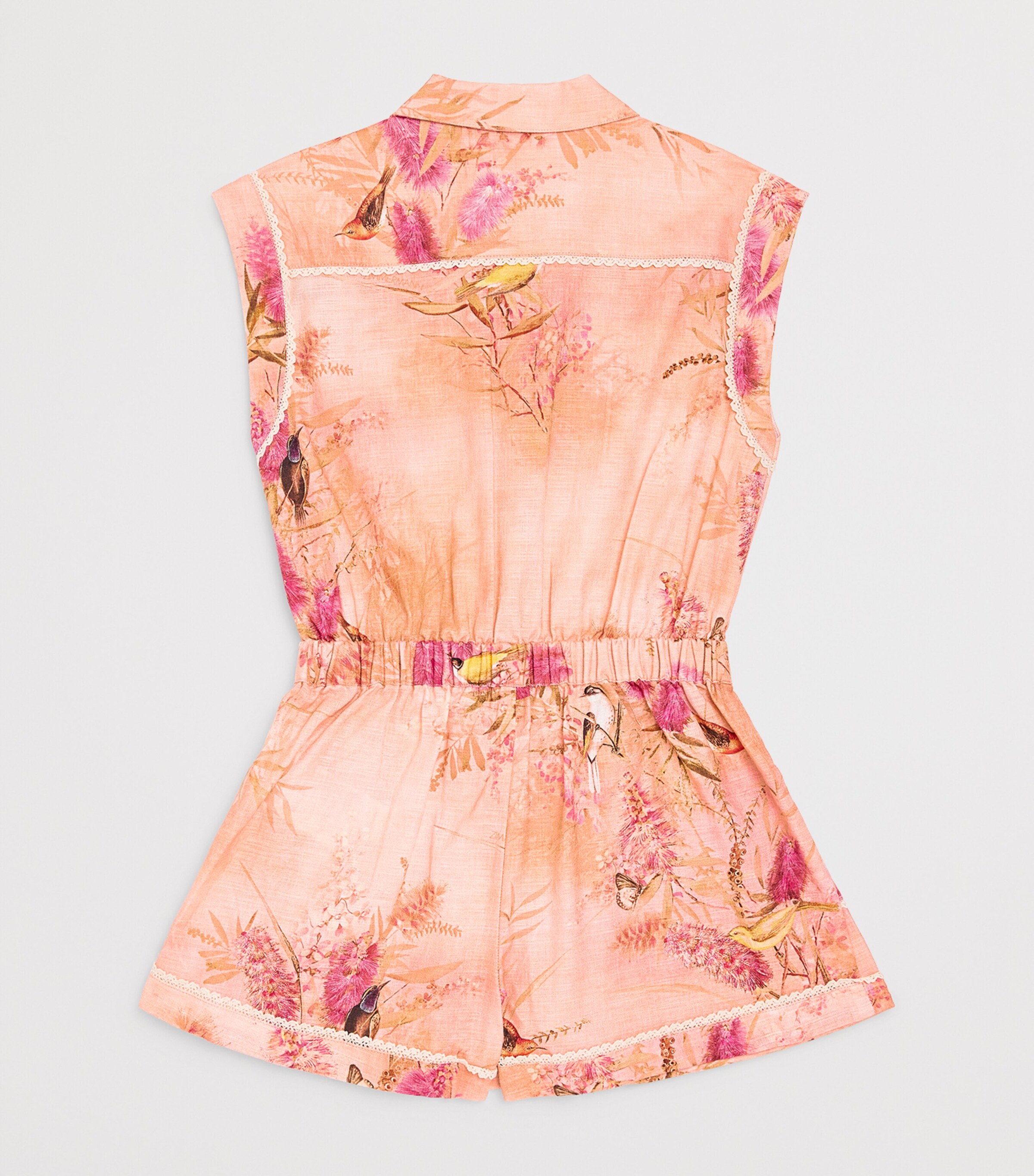 Zimmermann Kids Cotton Crochet-Trim Cascadian Playsuit (2-10 Years) Pink Floral Image 2