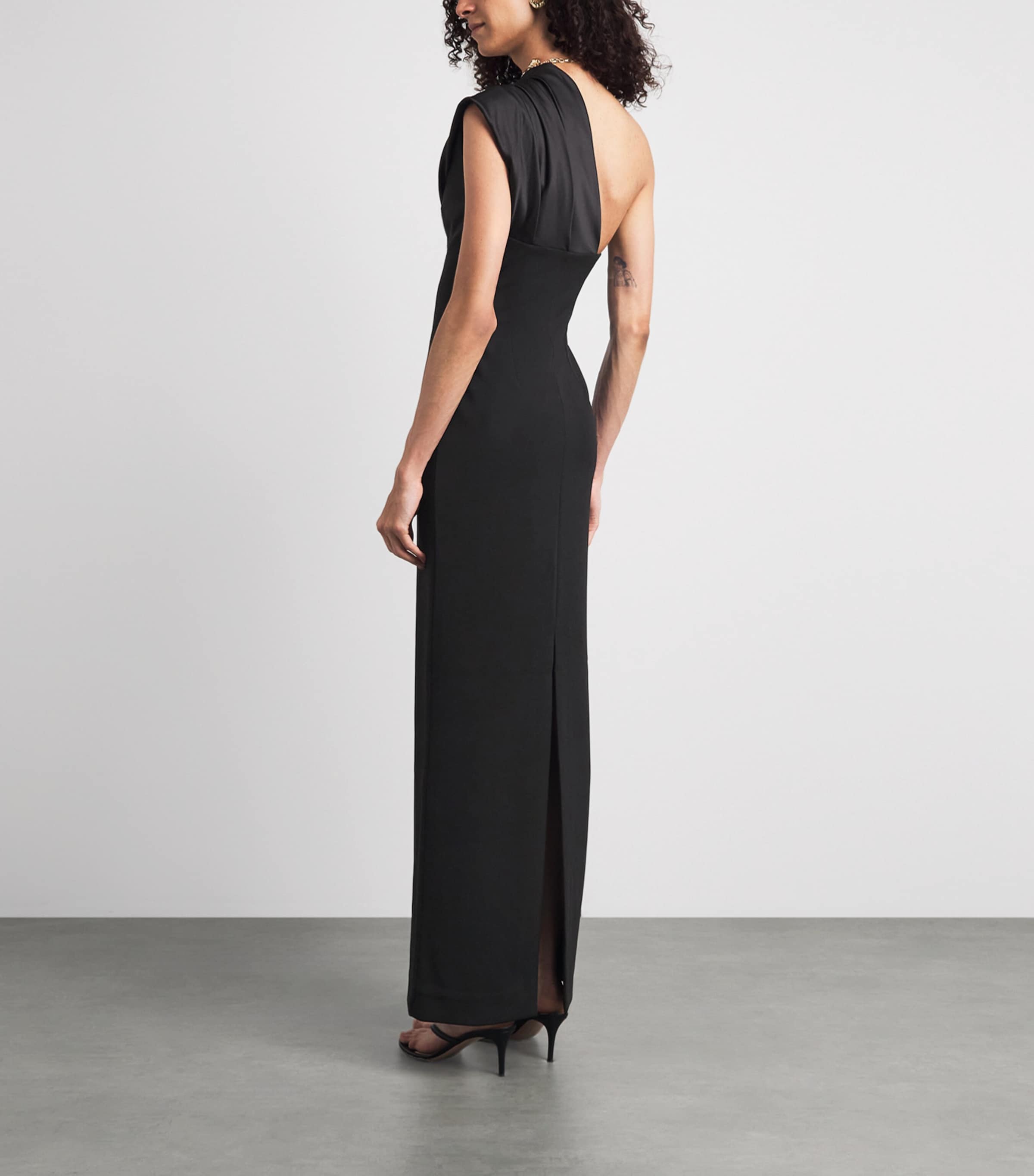 Solace London Womens One-Shoulder Gracie Maxi Dress Black Image 4