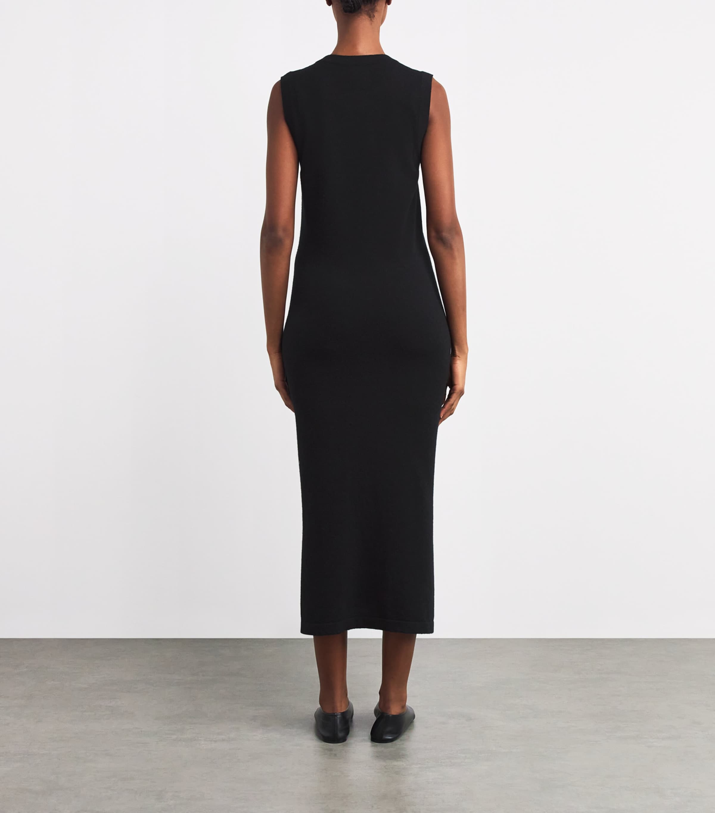Cashmere Sleeveless Midi Dress BLACK Image 3