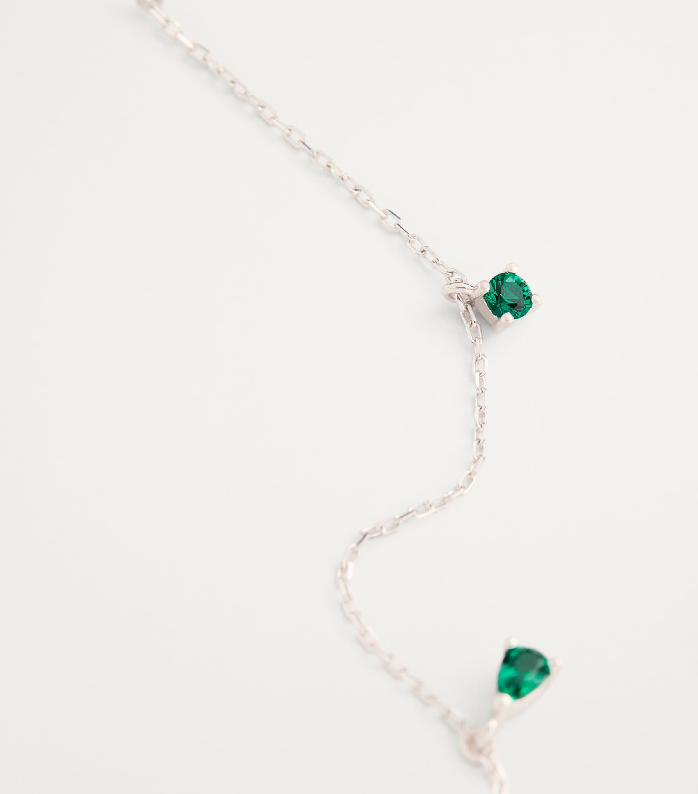 White Gold and Emerald Charm Necklace WHITE GOLD Image 5