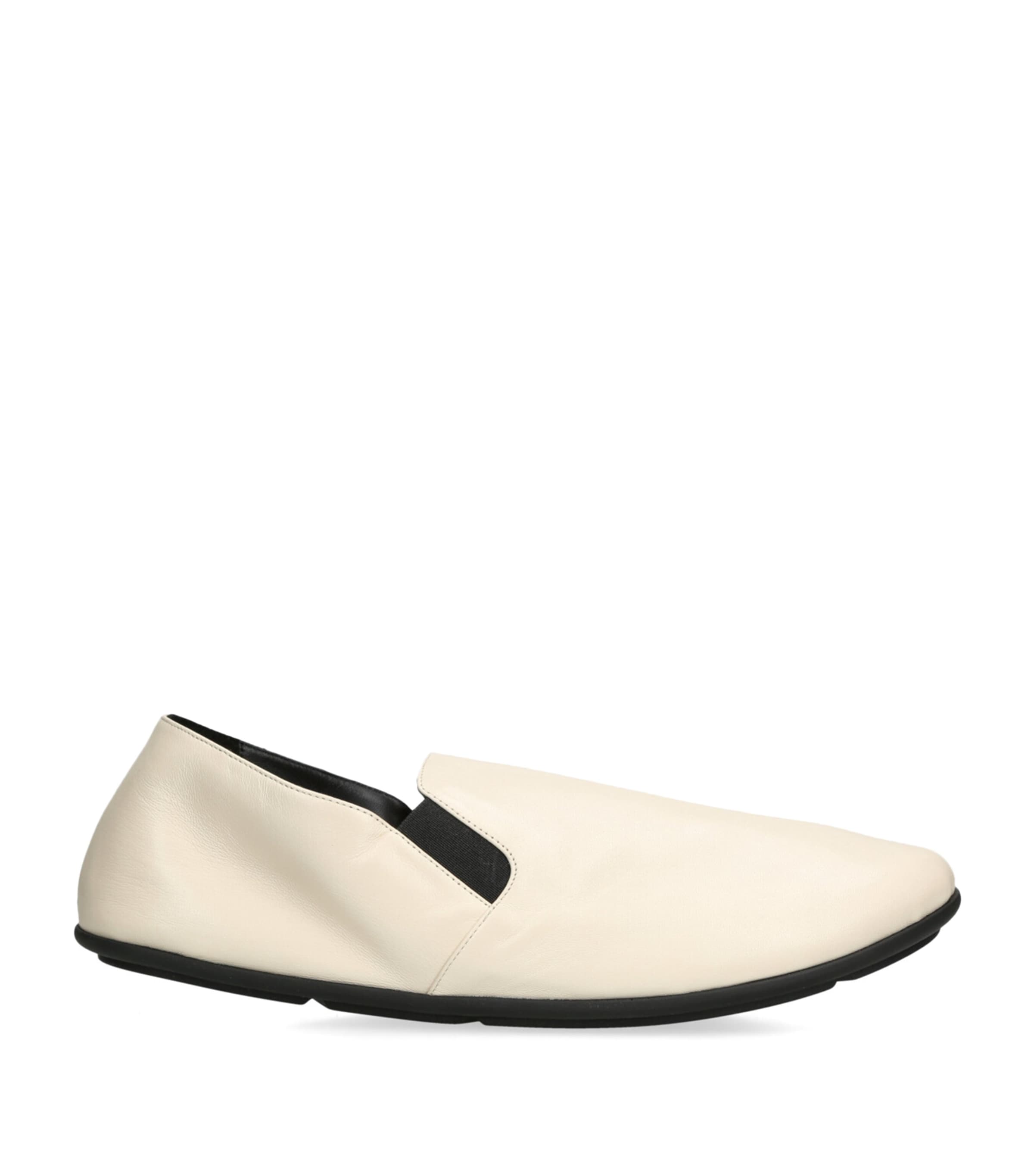 Shop The Row Vincit Leather Slip-on Loafers In Beige
