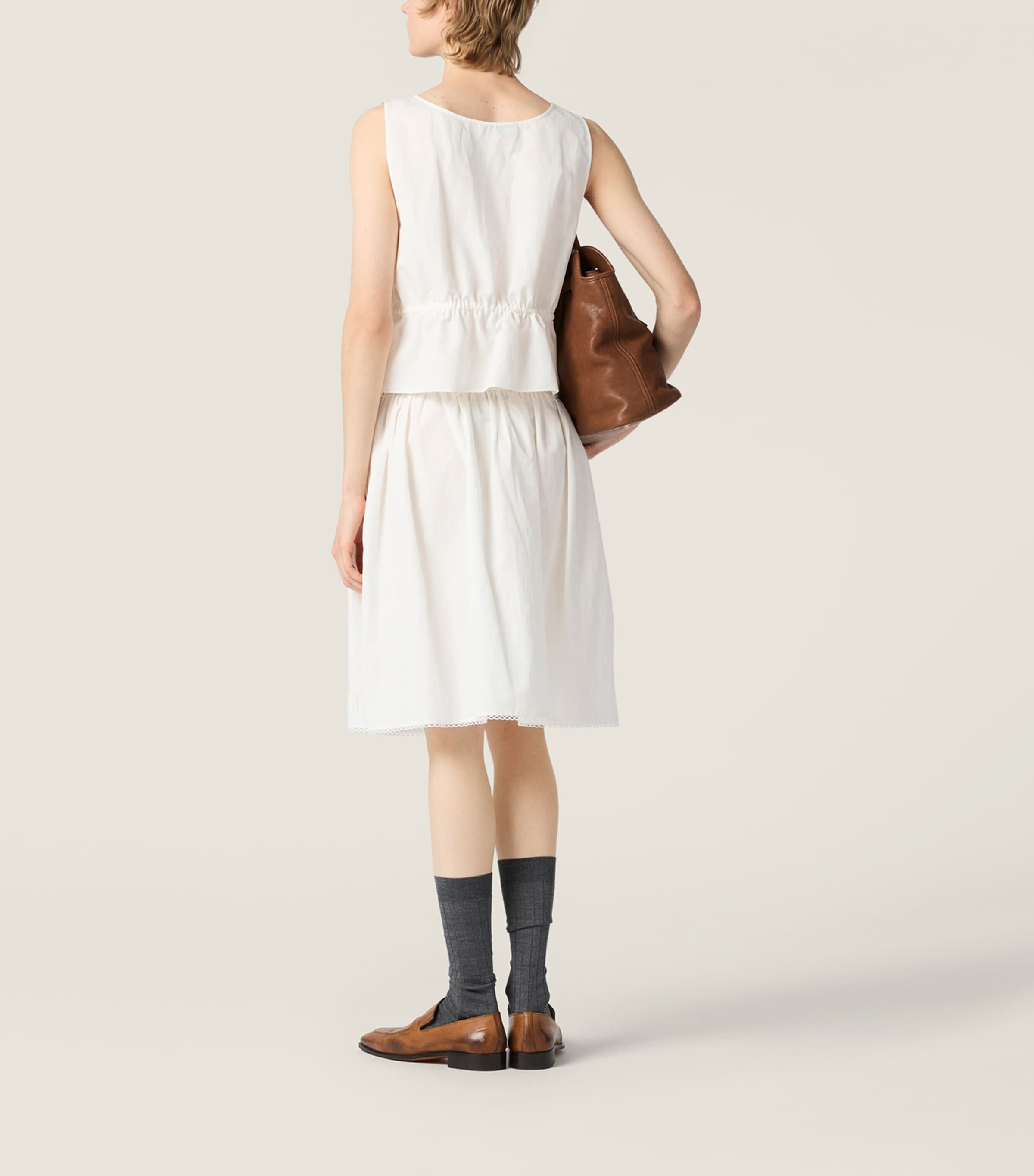 Miu Miu Womens Cotton-Linen Sleeveless Top White Image 3