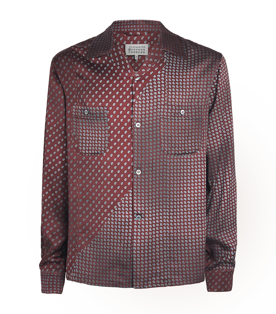 Maison Margiela Mens Satin Paisley Shirt Bordeaux Image 1
