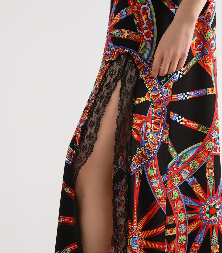 Dolce&Gabbana Womens Silk-Blend Carretto Print Maxi Dress Ruote Carretto Image 5