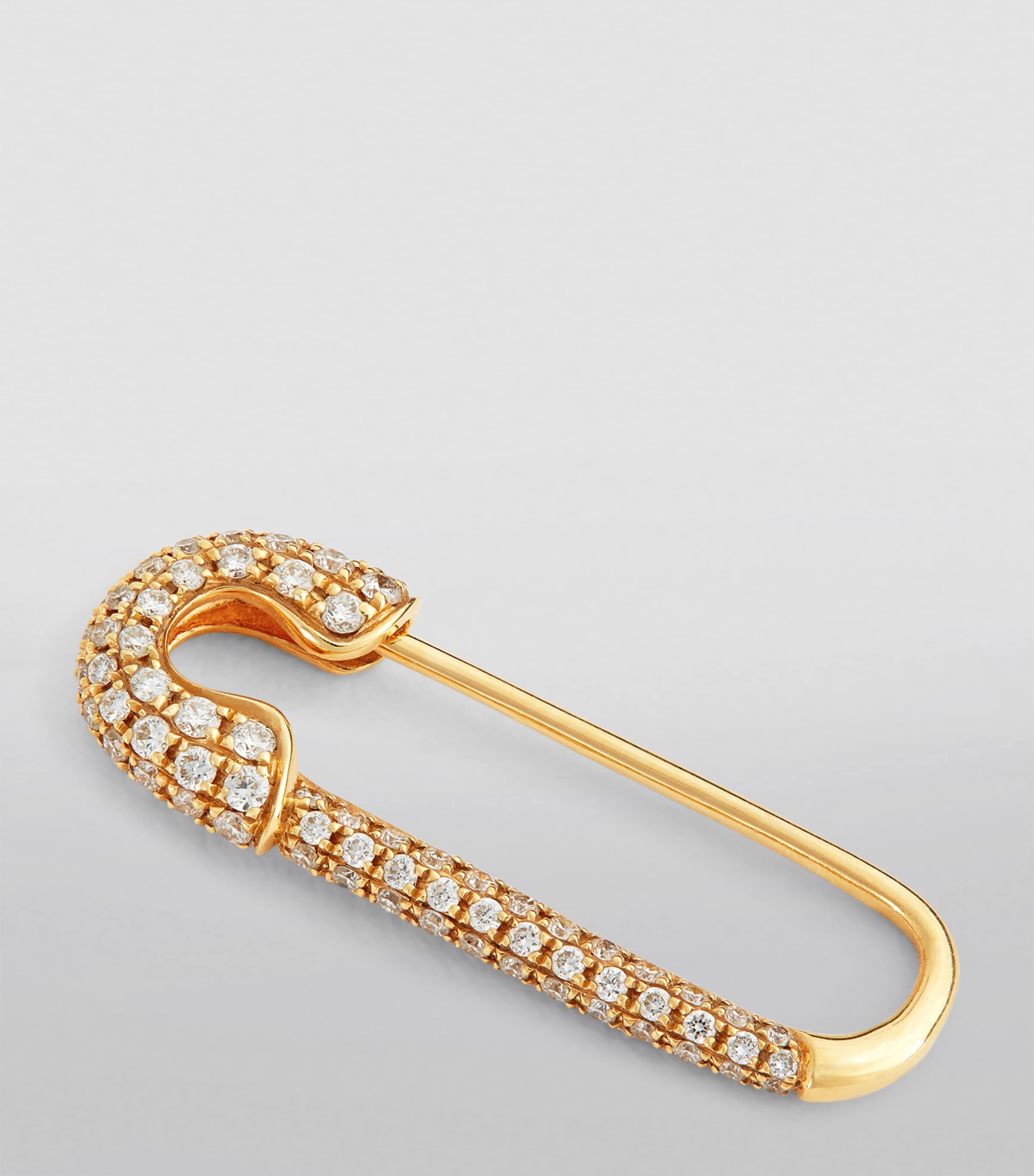 Yellow Gold and Diamond Safety Pin Single Left Earring YELLOW GOLD Image 5