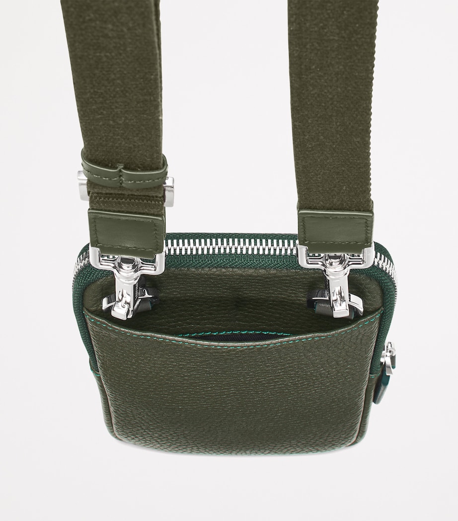 Leather Reporter Crossbody Phone Pouch FORESTGREEN Image 5