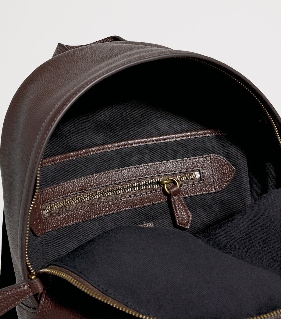 Leather Logo Backpack DARK BROWN Image 4
