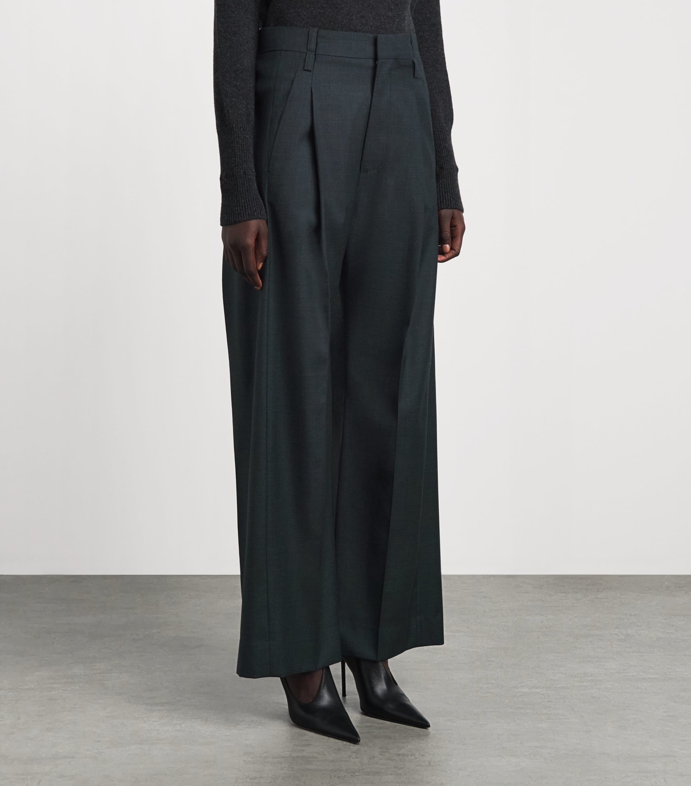Victoria Beckham Womens Virgin Wool Ethel Trousers Green Image 4
