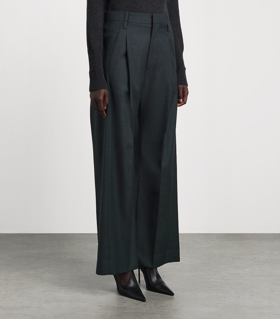 Victoria Beckham Womens Virgin Wool Ethel Trousers Green Image 4