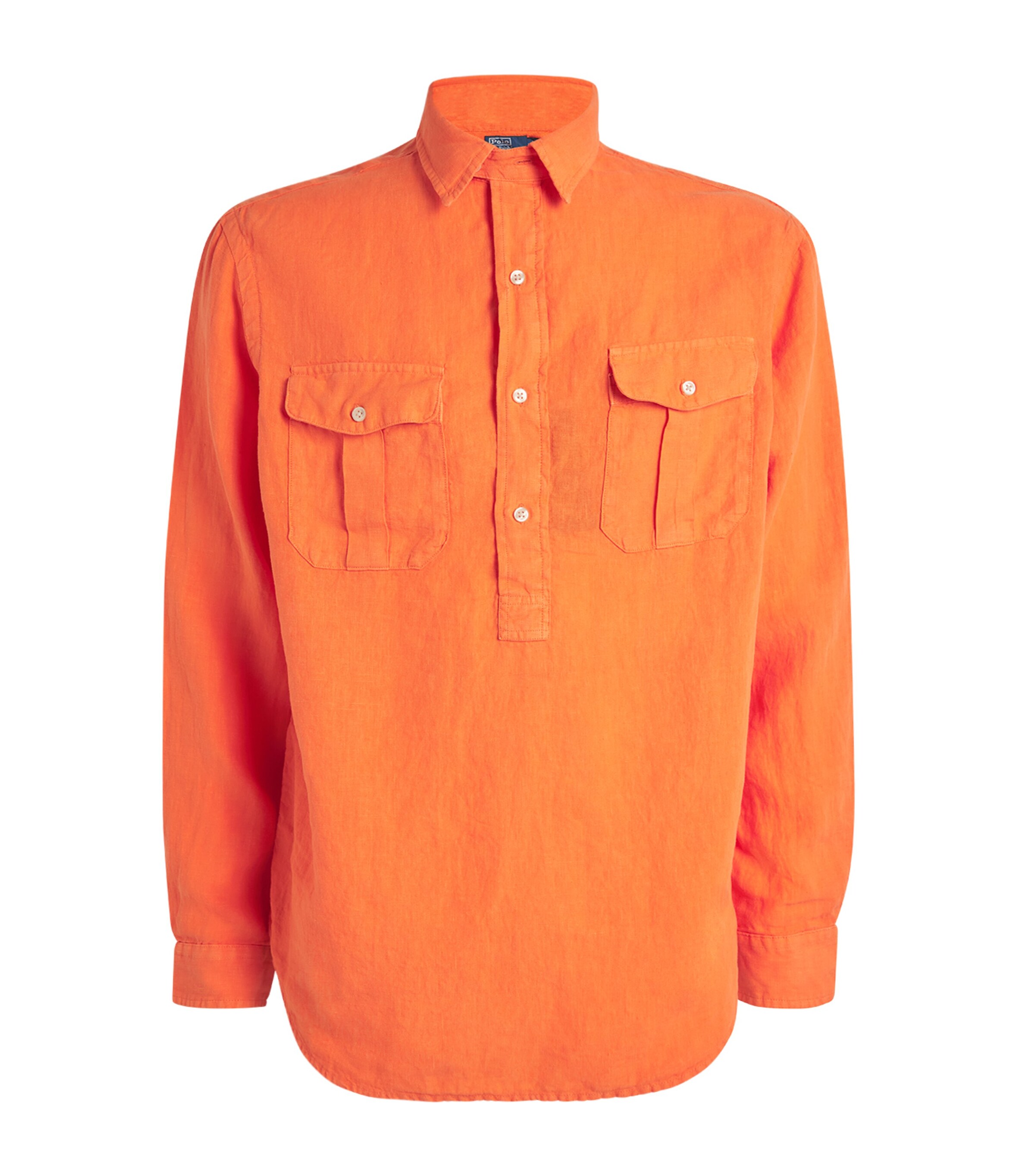 Polo Ralph Lauren Mens Linen Pull-Over Shirt Orange Image 1