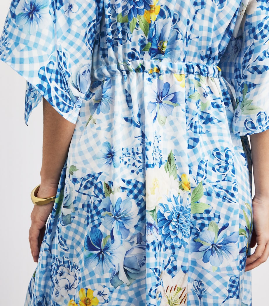 Mary Katrantzou Womens Satin Fleur de Vichy Taormina Kaftan Dress Fleur Blubry Aop Image 5