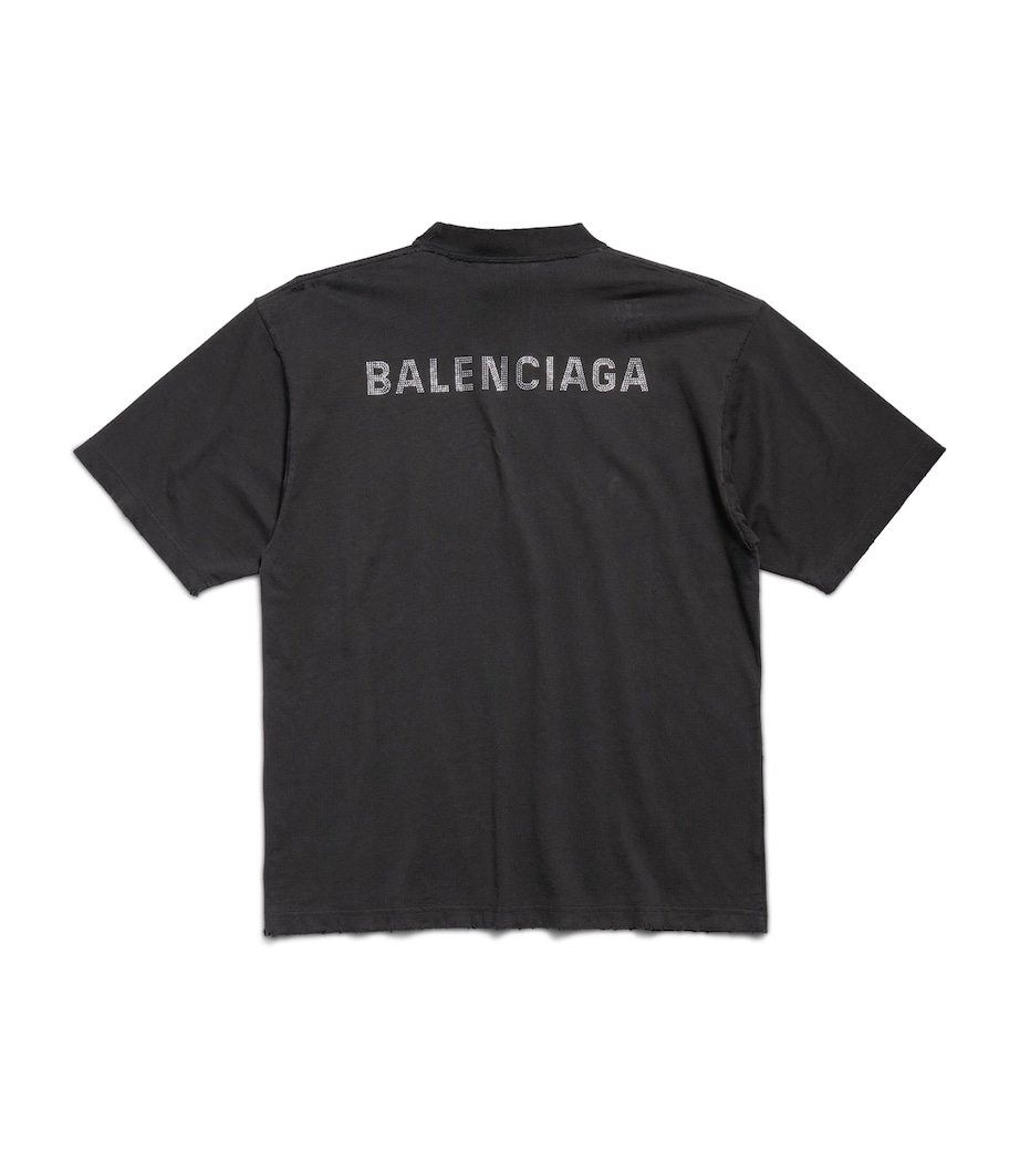 Distressed Rhinestone-Logo T-Shirt 1083 Image 5