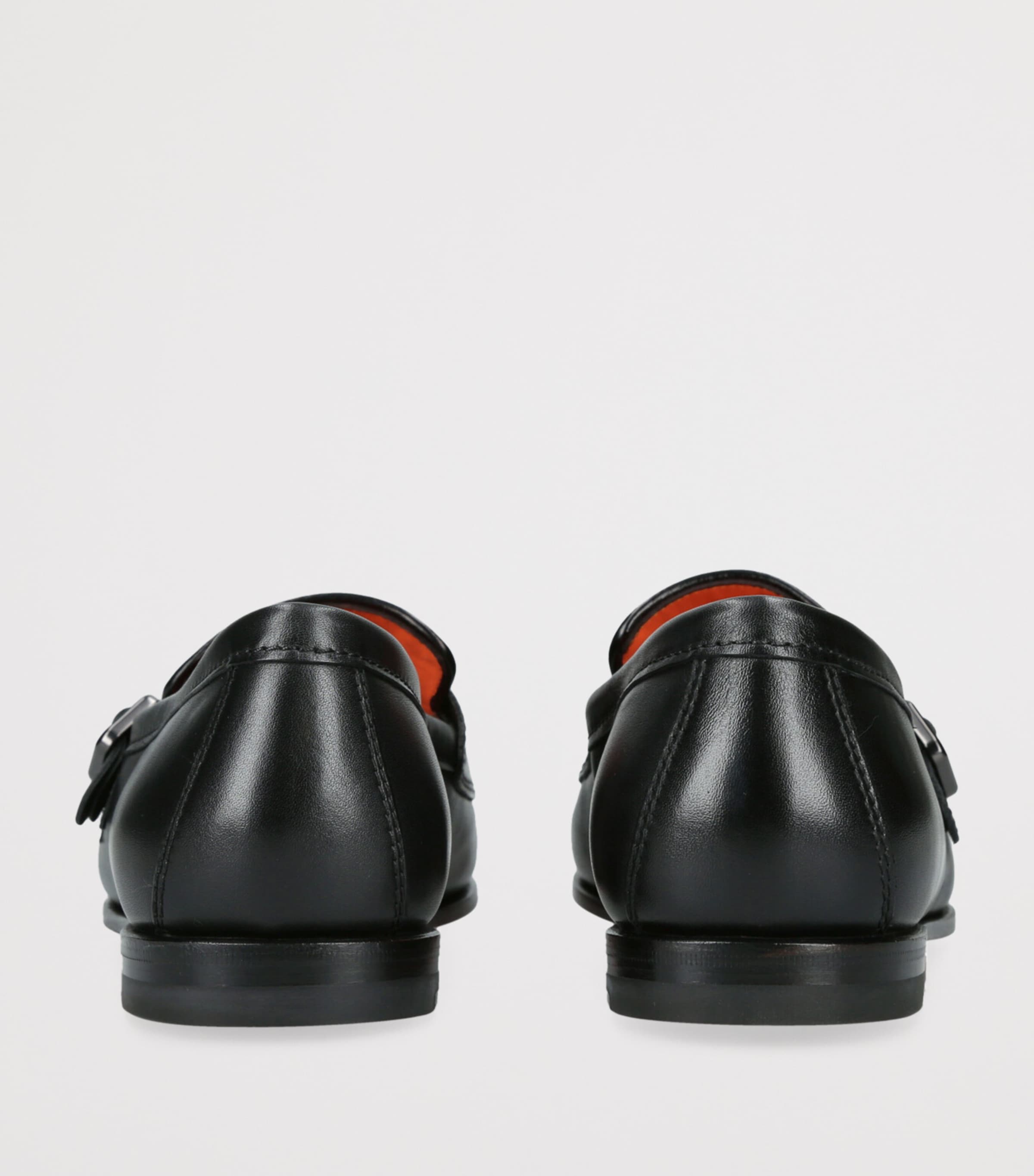 Santoni Leather Carlos Double-Strap Monk Shoes Black Image 2