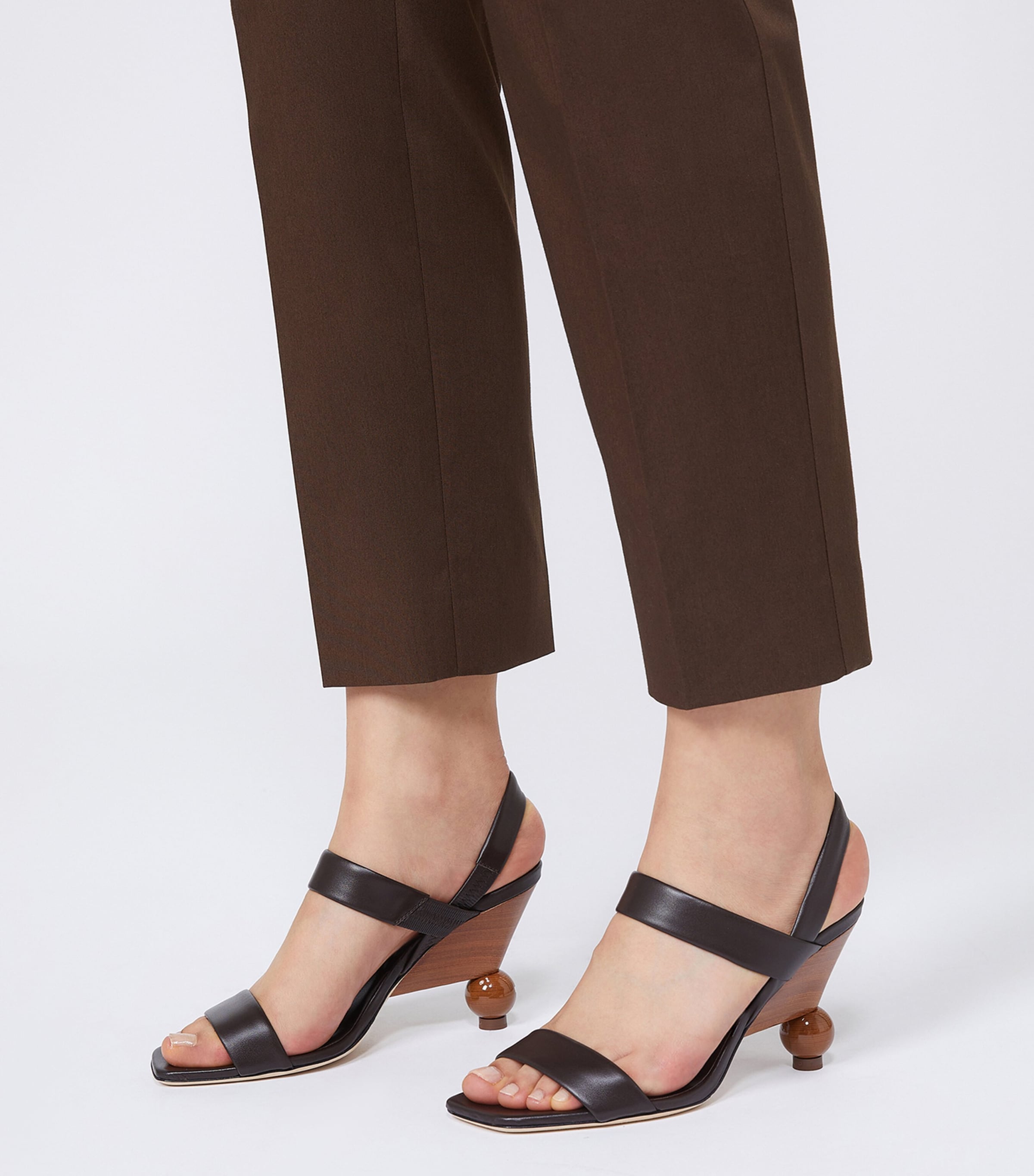 Weekend Max Mara Leather Slingback Sandals Dark Brown Image 2