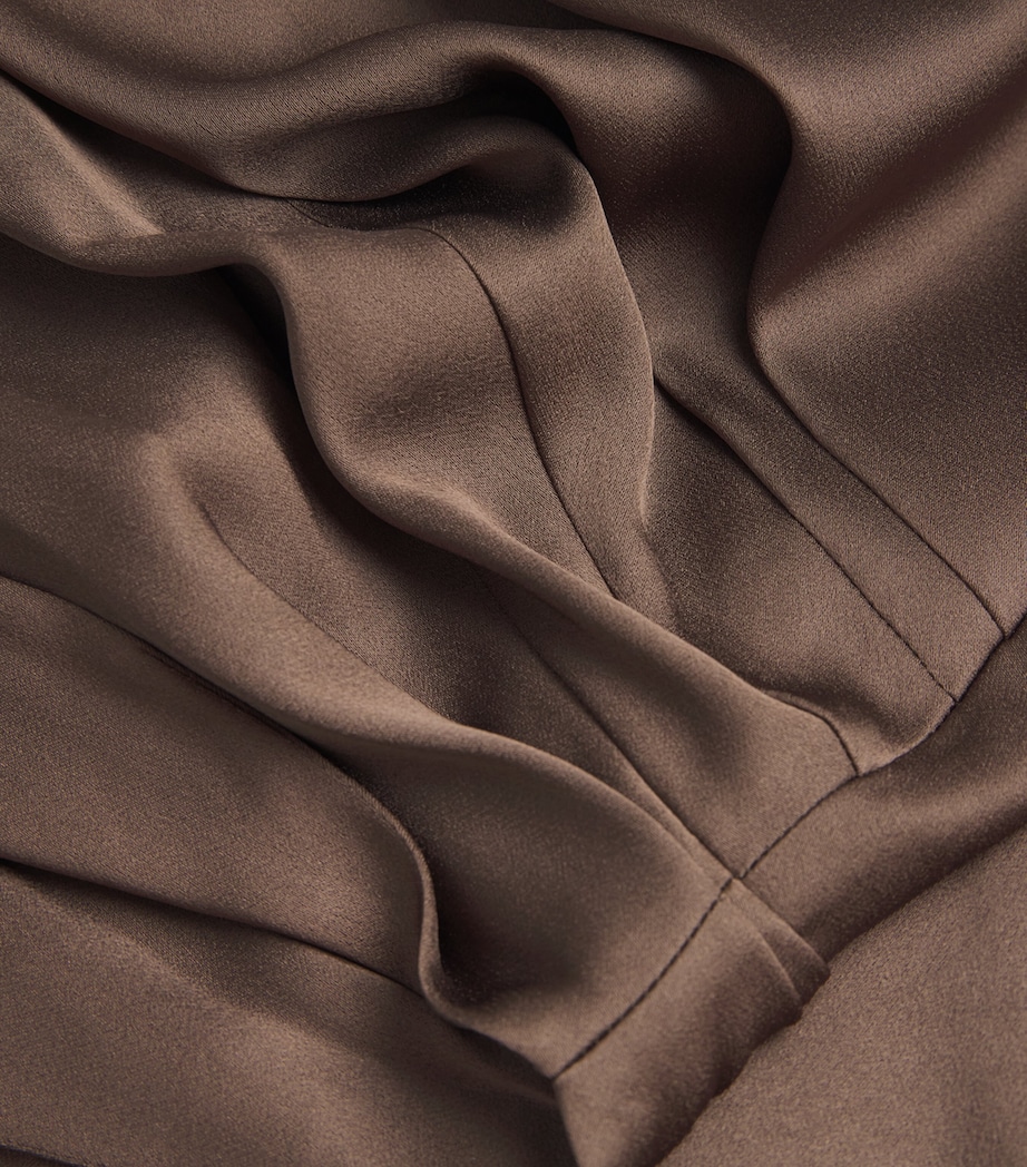 Satin Asymmetric Joanna Midi Dress COCOA Image 5