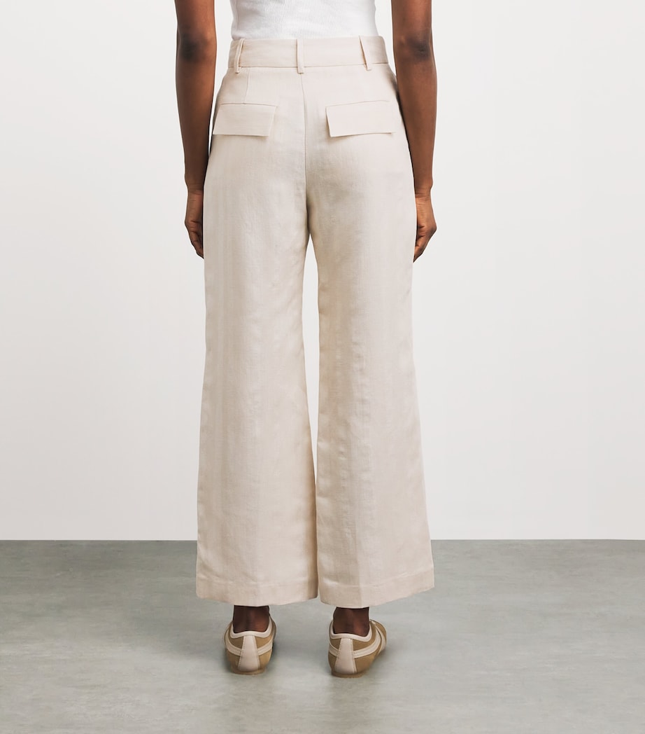 Claudie Pierlot Womens Linen Cropped Trousers Sand Image 5