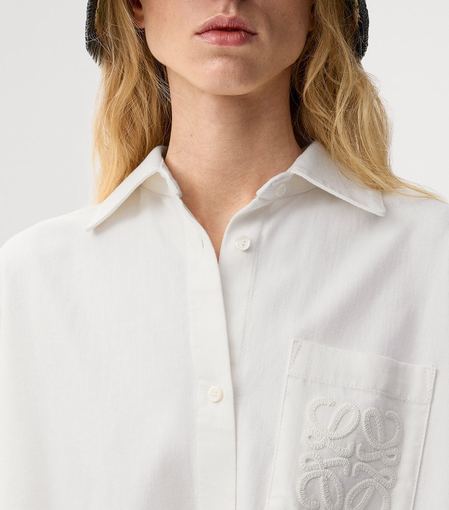 LOEWE Womens x Paula's Ibiza Cotton-Blend Anagram Shirt White Image 5