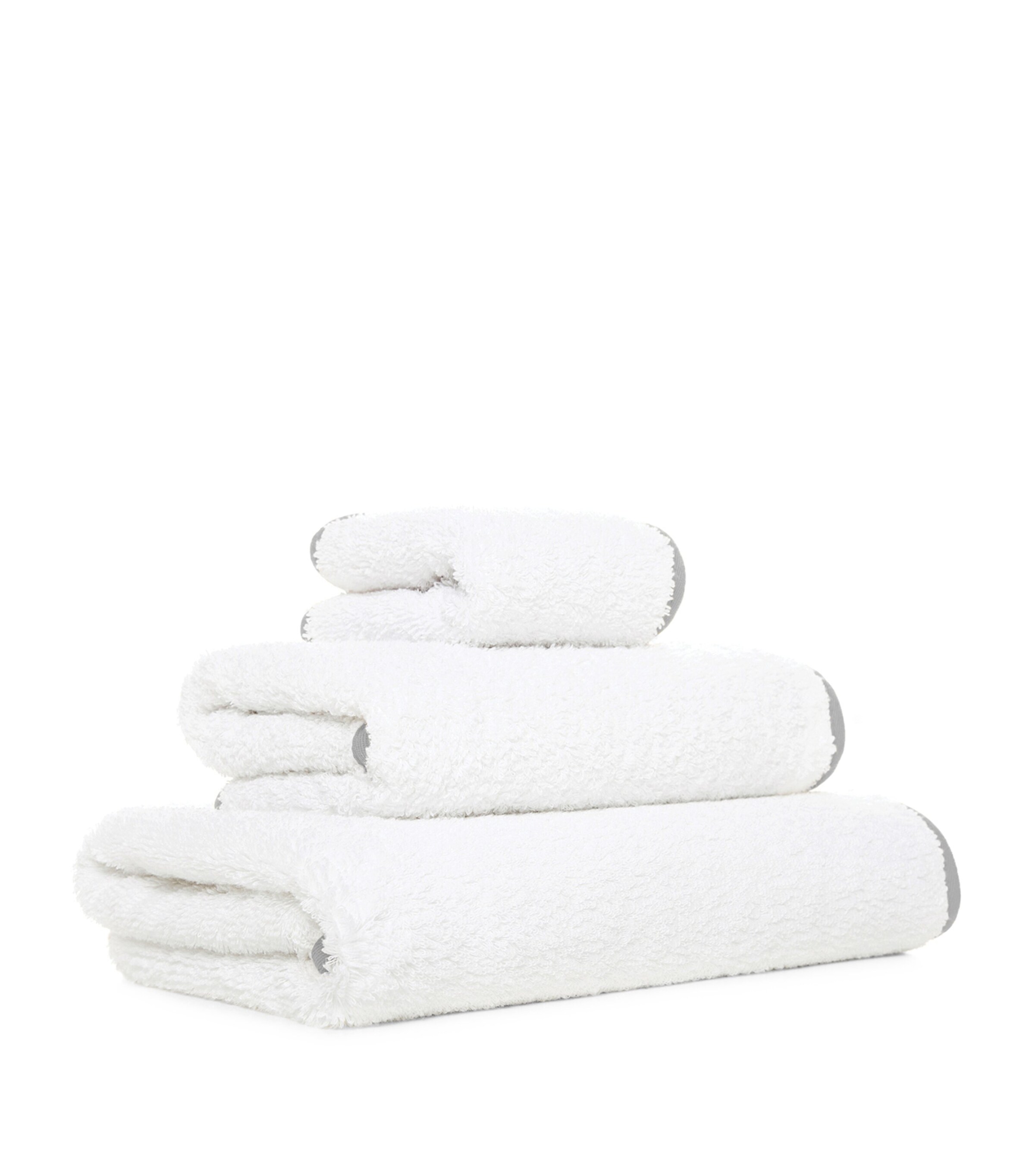 GRACCIOZA Egyptian Cotton Portobello Hand Towel (50cm x 100cm) White/silver Image 3