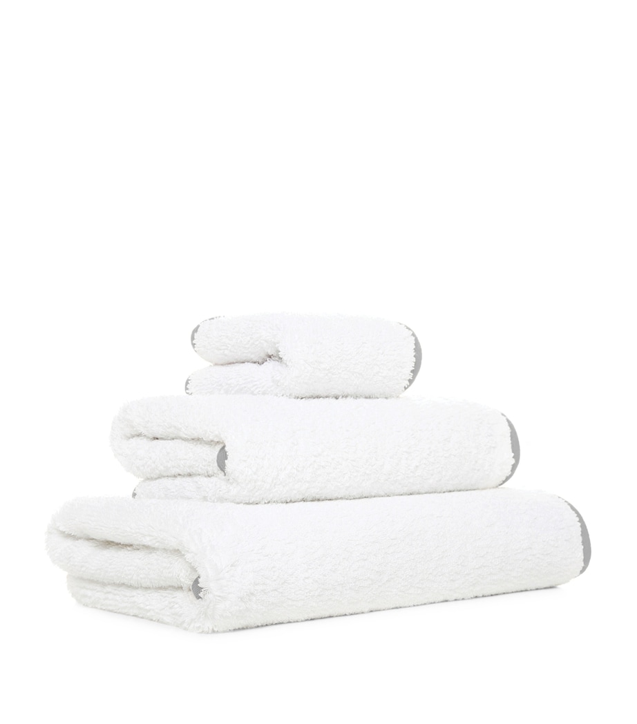 GRACCIOZA Egyptian Cotton Portobello Hand Towel (50cm x 100cm) White/silver Image 3