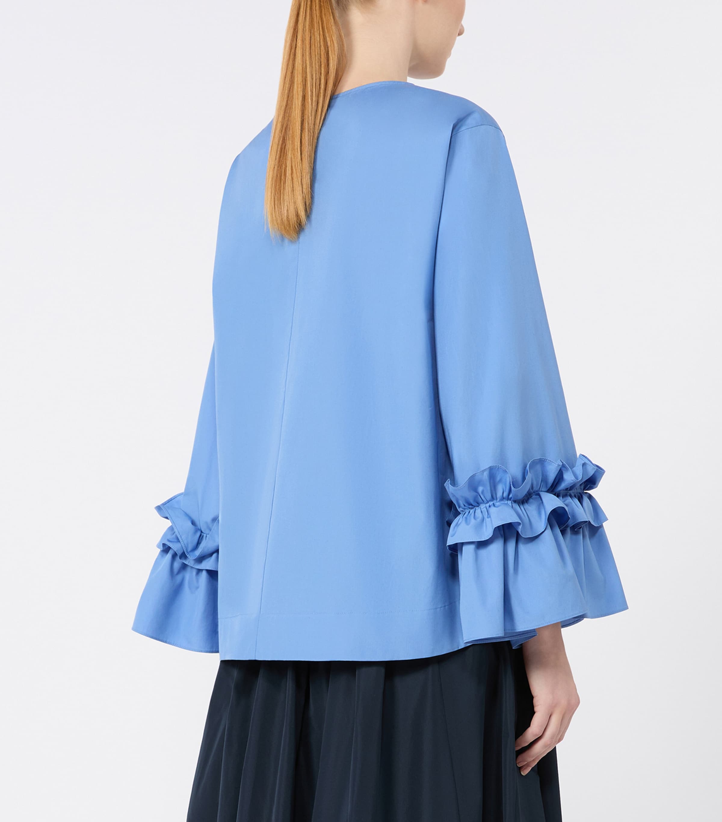 Max Mara Womens Ruffle-Trim Blouse Light Blue Image 4